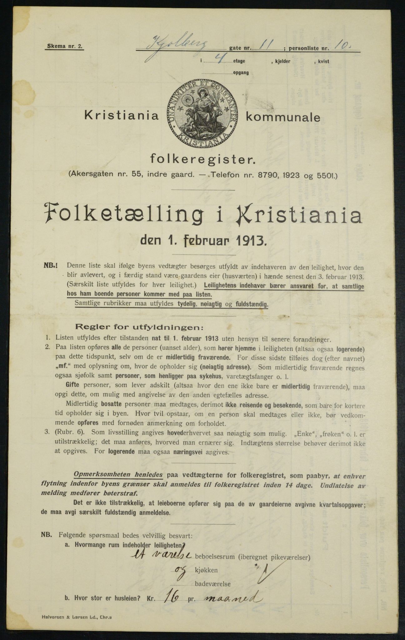 OBA, Municipal Census 1913 for Kristiania, 1913, p. 51244