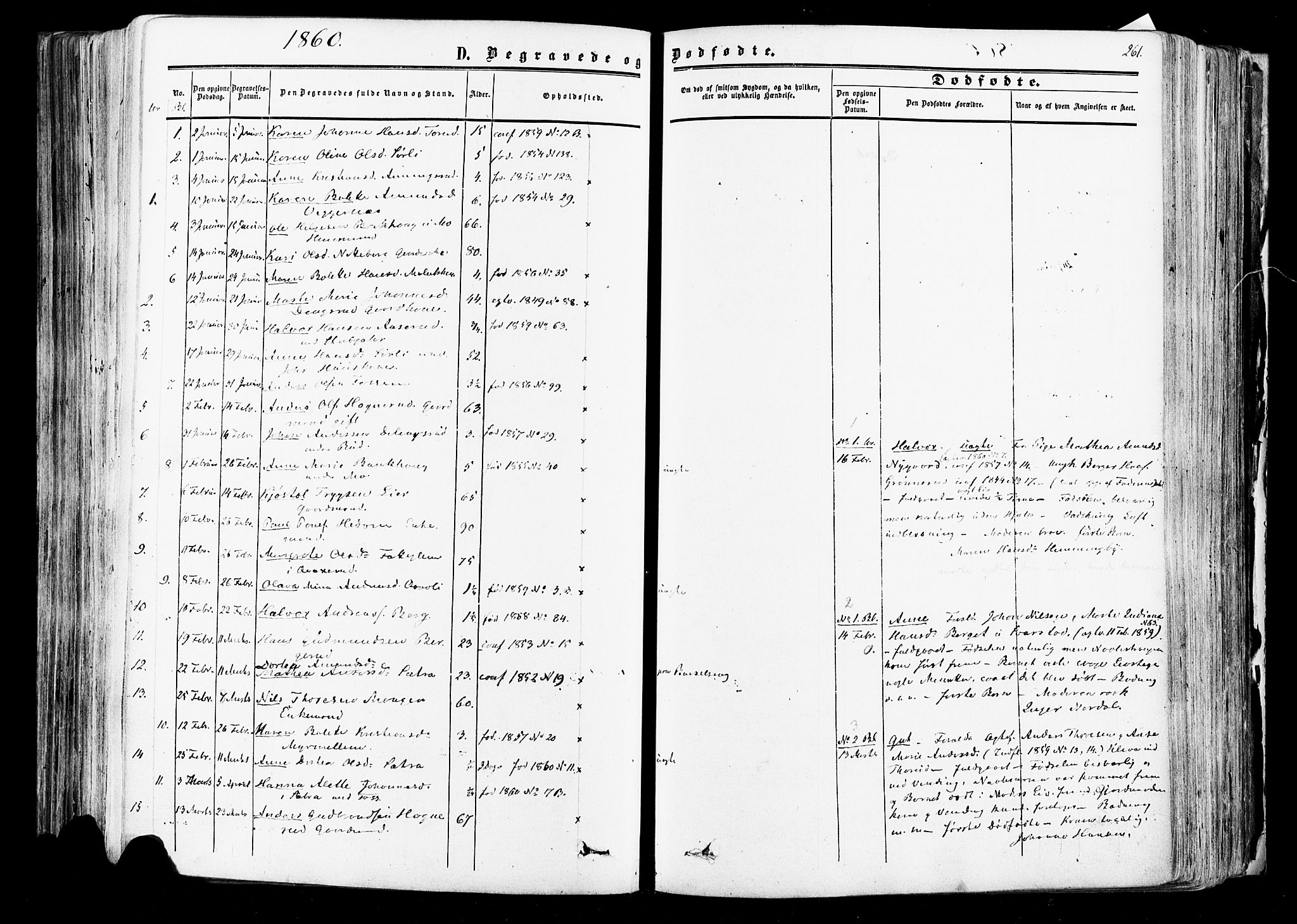 Aurskog prestekontor Kirkebøker, SAO/A-10304a/F/Fa/L0007: Parish register (official) no. I 7, 1854-1877, p. 261