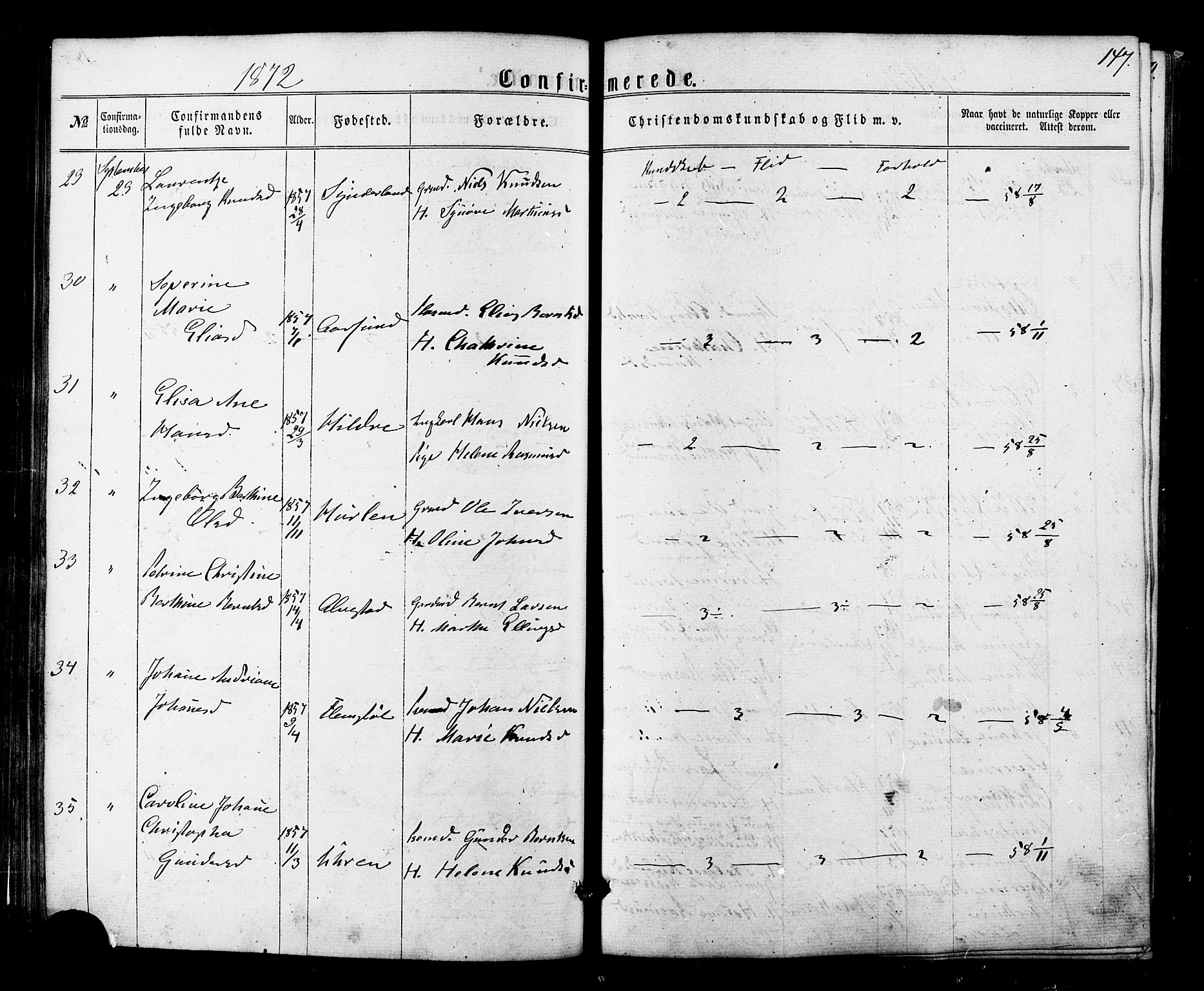 Ministerialprotokoller, klokkerbøker og fødselsregistre - Møre og Romsdal, AV/SAT-A-1454/536/L0498: Parish register (official) no. 536A07, 1862-1875, p. 147