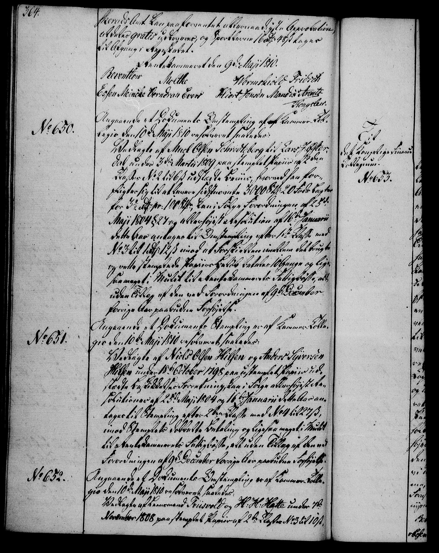 Rentekammeret, Kammerkanselliet, RA/EA-3111/G/Gg/Gga/L0019: Norsk ekspedisjonsprotokoll med register (merket RK 53.19), 1807-1810, p. 364