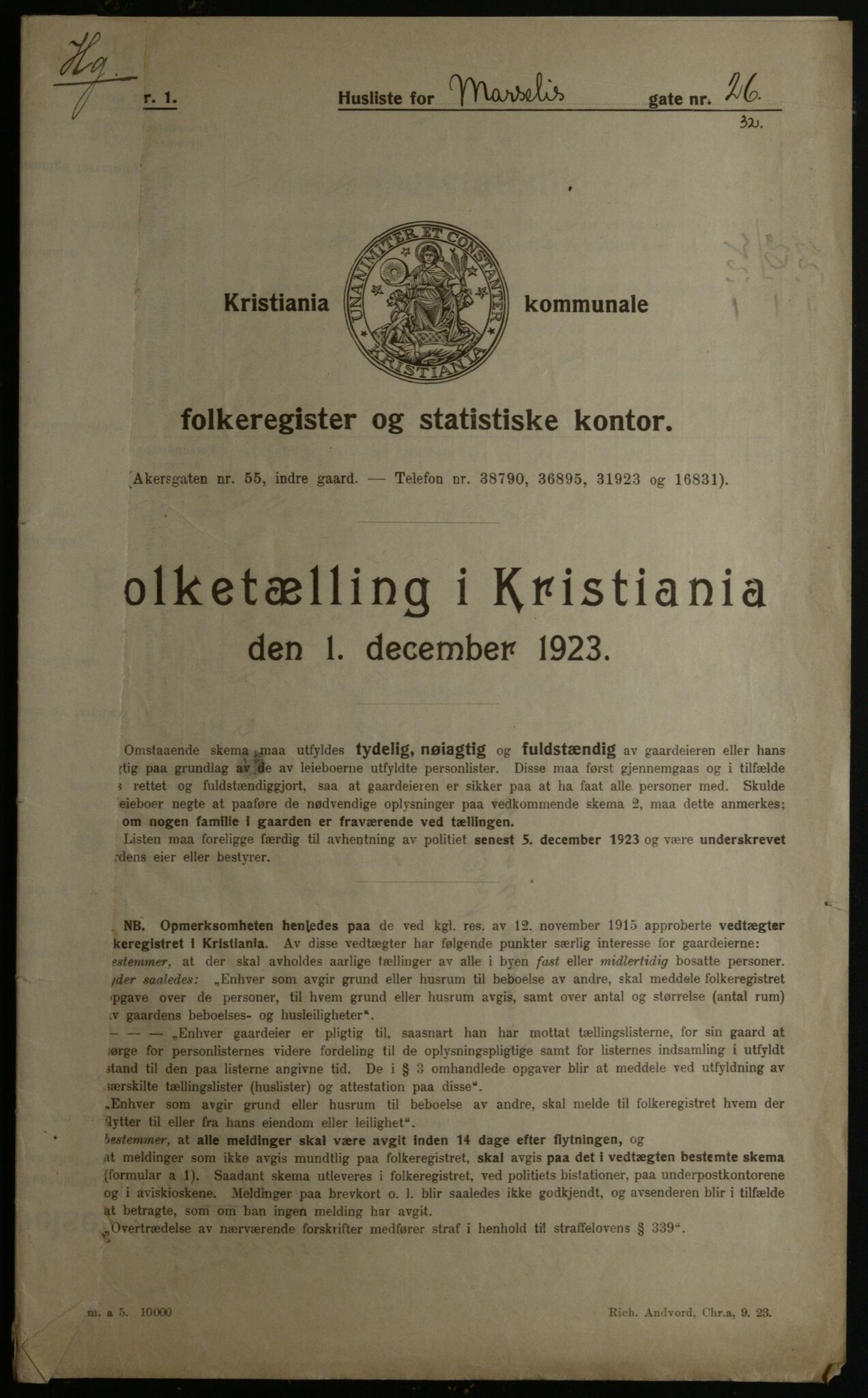 OBA, Municipal Census 1923 for Kristiania, 1923, p. 71347