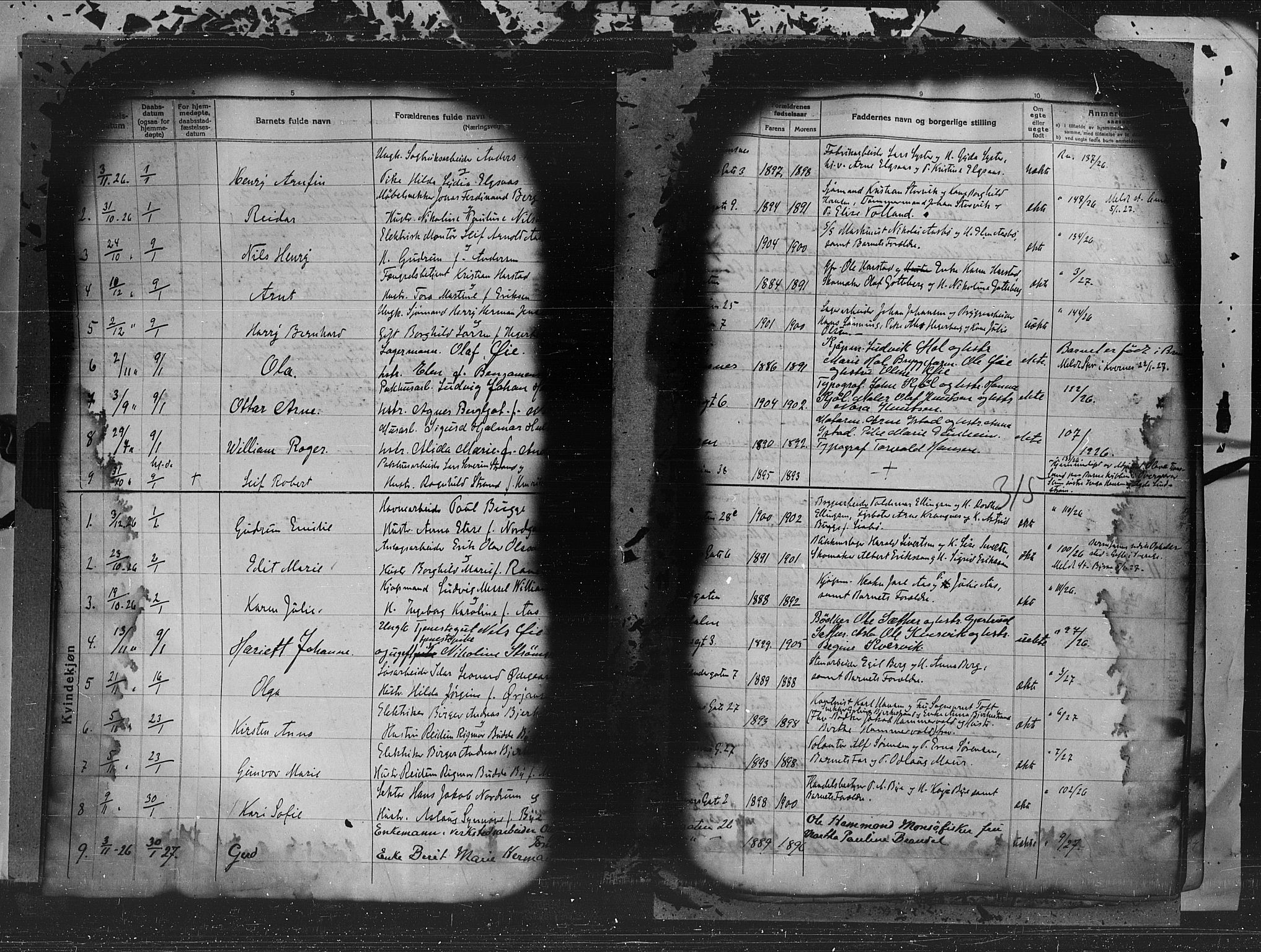 Kristiansund sokneprestkontor, AV/SAT-A-1068/1/I/I1: Parish register (official) no. 7a-b, 1914-1930, p. 315