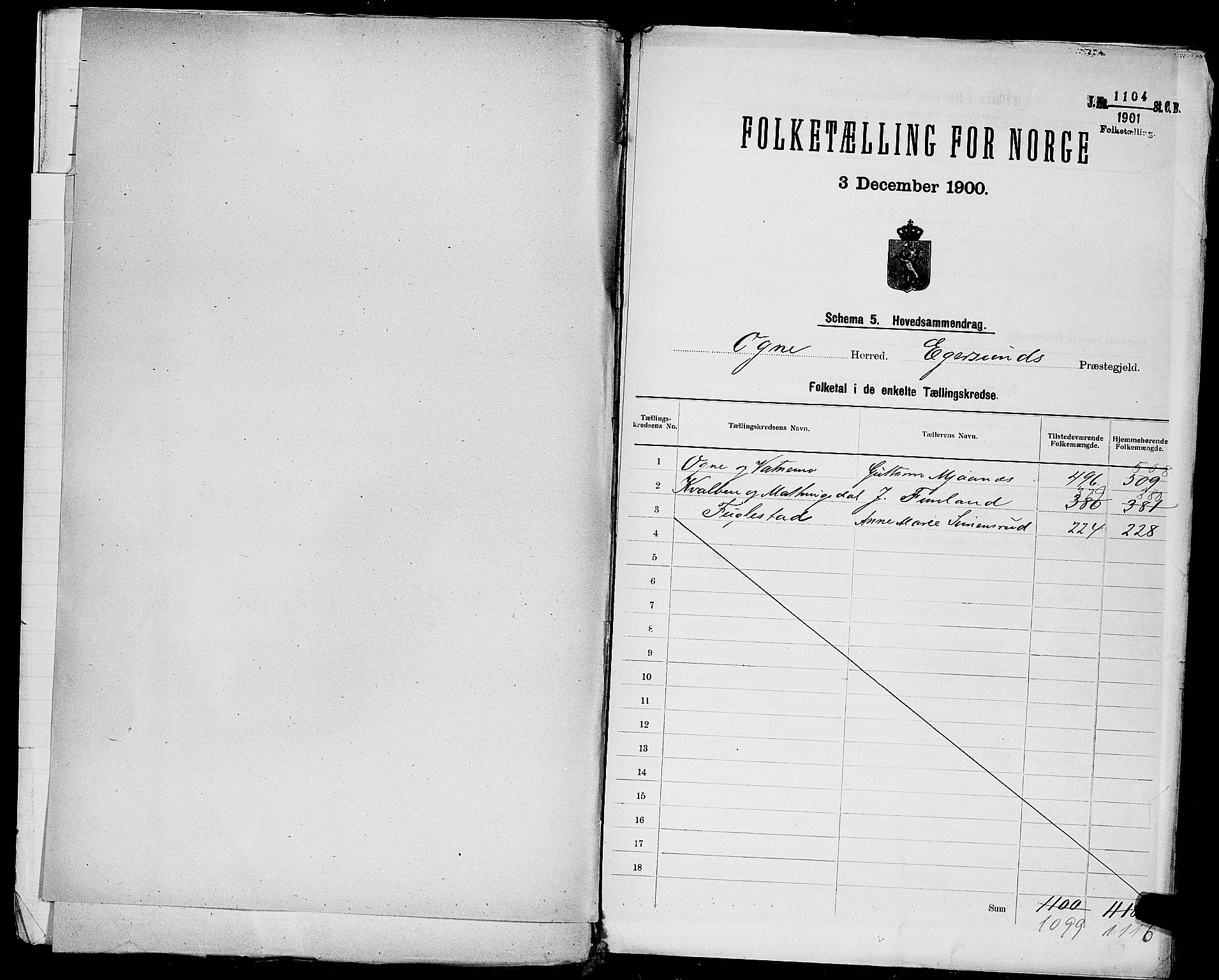 SAST, 1900 census for Ogna, 1900, p. 2