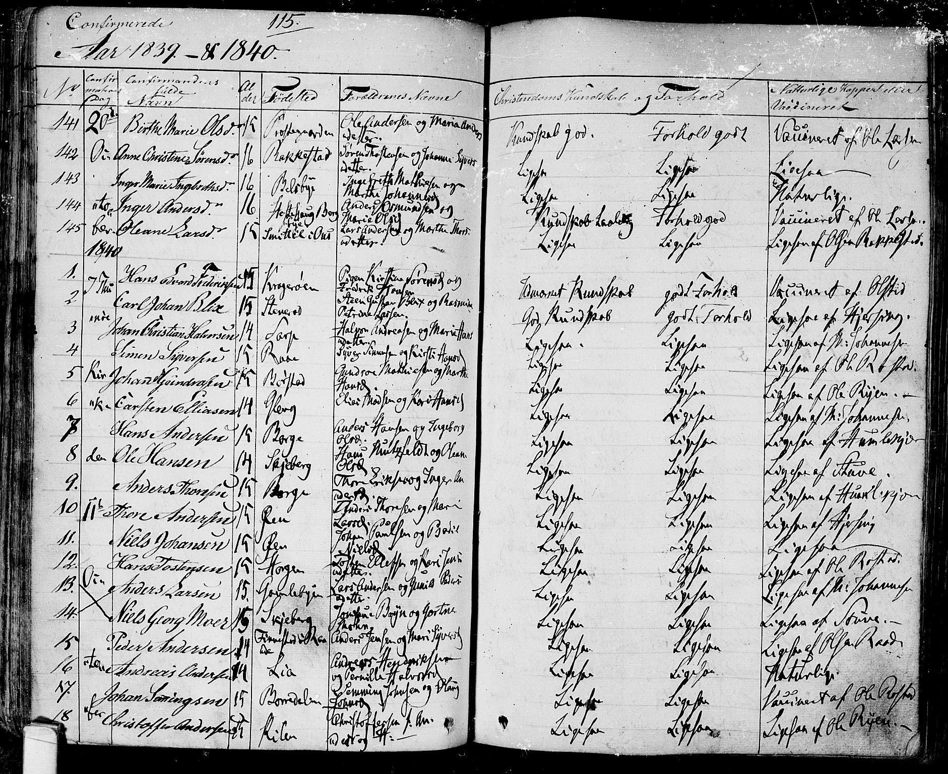 Tune prestekontor Kirkebøker, SAO/A-2007/F/Fa/L0008: Parish register (official) no. 8, 1837-1841, p. 115