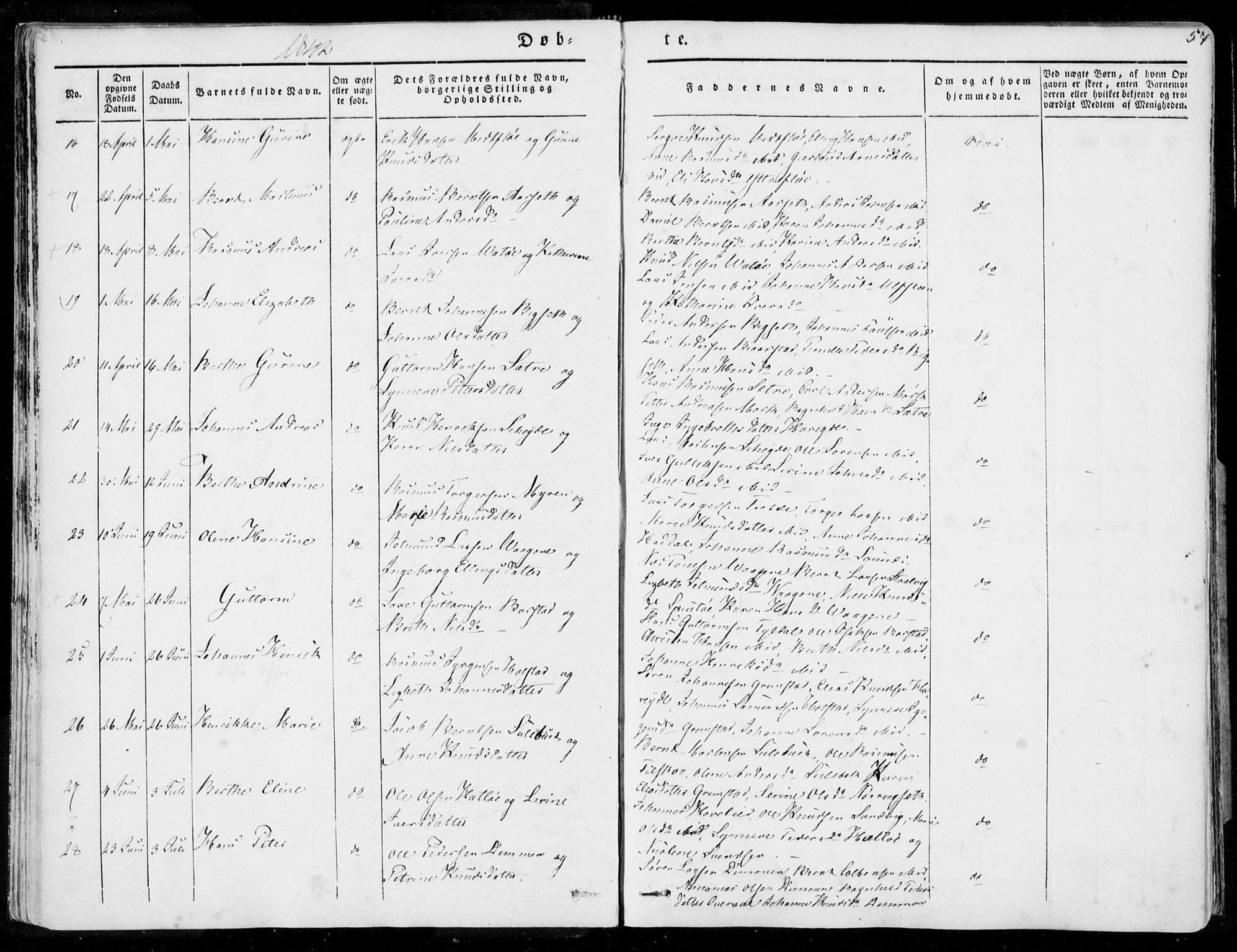 Ministerialprotokoller, klokkerbøker og fødselsregistre - Møre og Romsdal, SAT/A-1454/509/L0104: Parish register (official) no. 509A02, 1833-1847, p. 57
