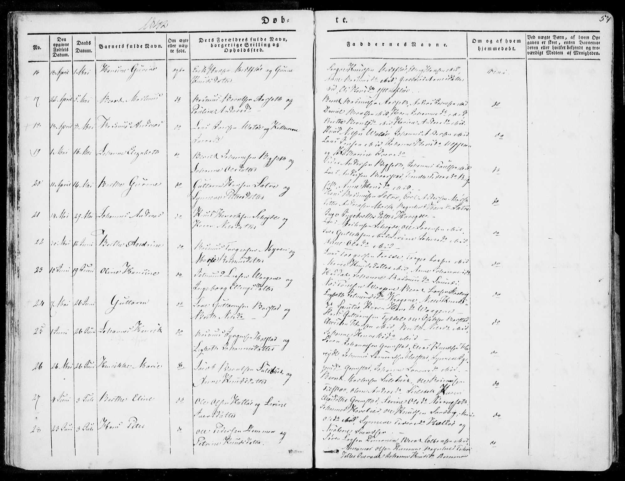 Ministerialprotokoller, klokkerbøker og fødselsregistre - Møre og Romsdal, AV/SAT-A-1454/509/L0104: Parish register (official) no. 509A02, 1833-1847, p. 57