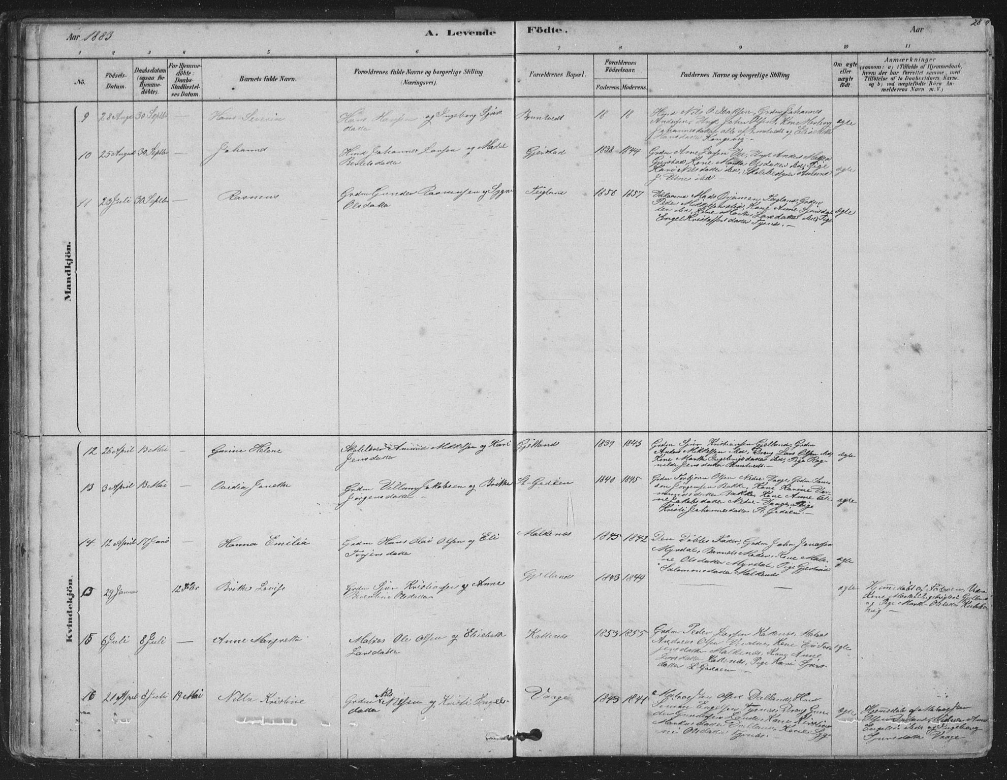 Tysnes sokneprestembete, AV/SAB-A-78601/H/Hab: Parish register (copy) no. B 2, 1878-1918, p. 28