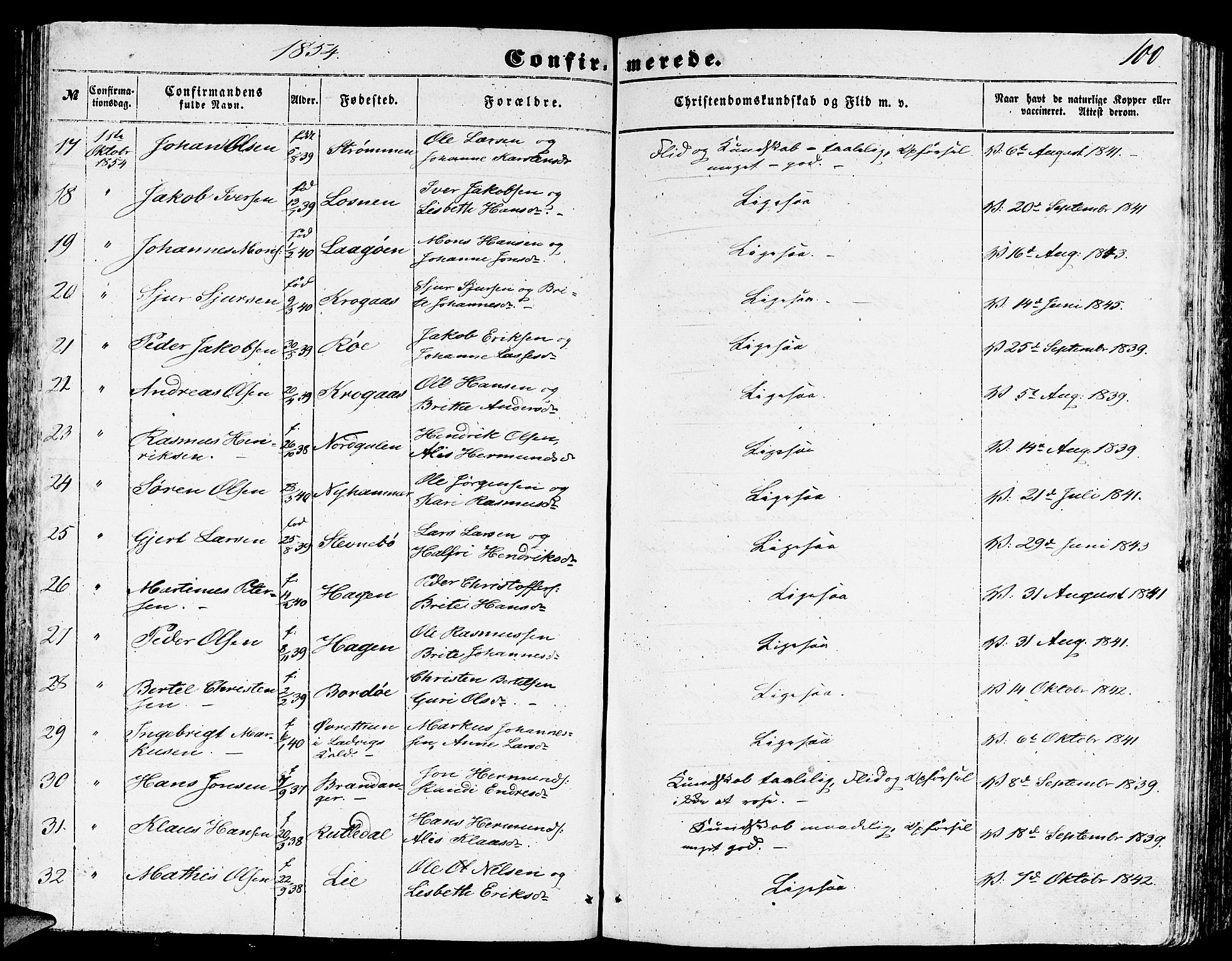 Gulen sokneprestembete, AV/SAB-A-80201/H/Hab/Habb/L0001: Parish register (copy) no. B 1, 1854-1866, p. 100