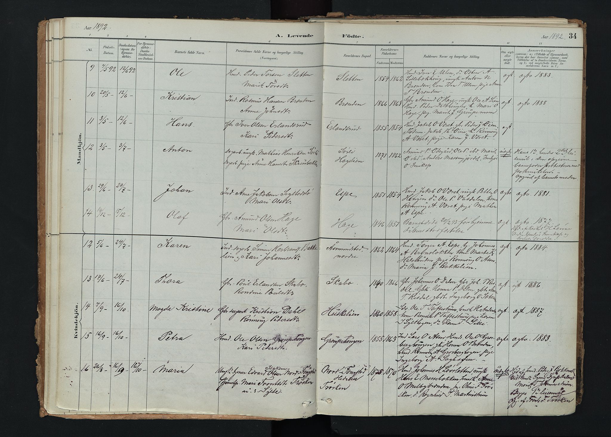 Nord-Fron prestekontor, AV/SAH-PREST-080/H/Ha/Haa/L0005: Parish register (official) no. 5, 1884-1914, p. 34