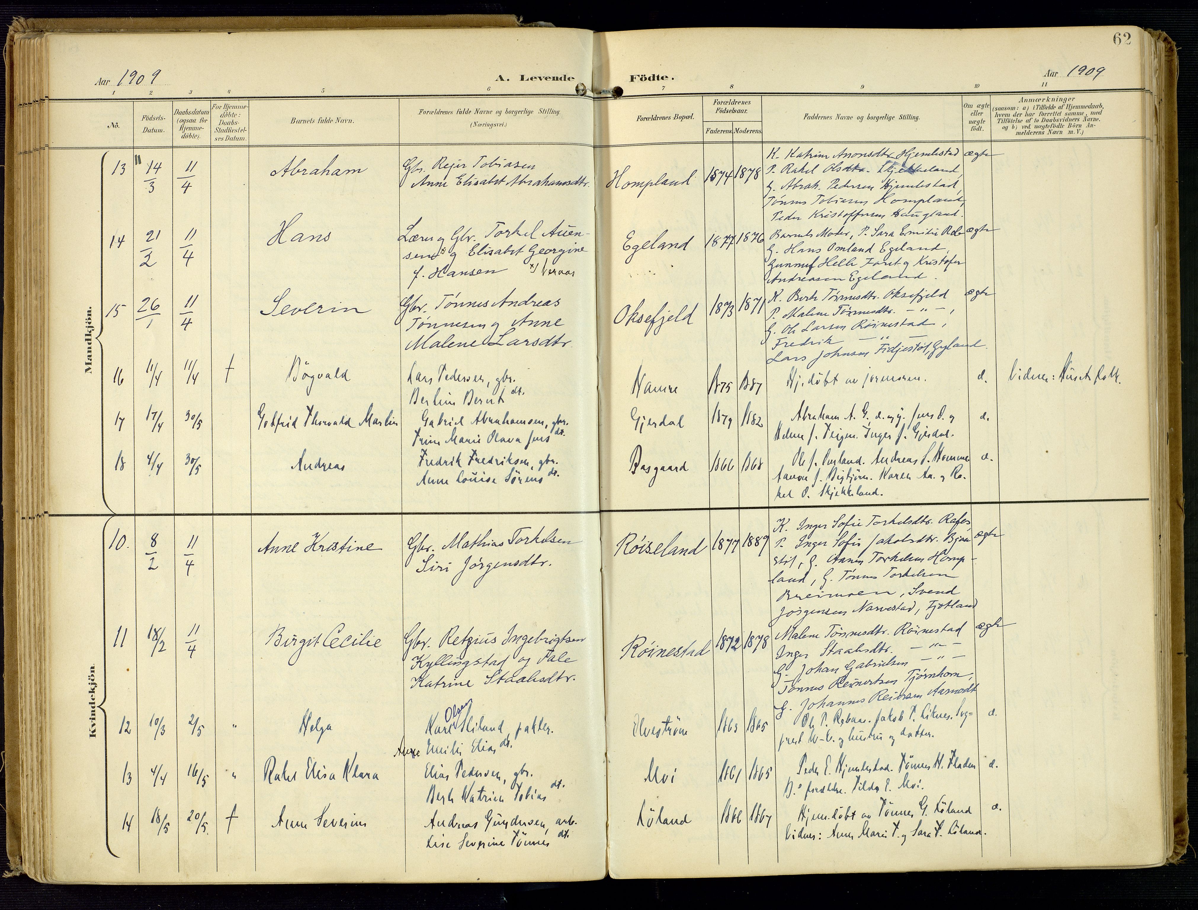 Kvinesdal sokneprestkontor, AV/SAK-1111-0026/F/Fa/Fab/L0009: Parish register (official) no. A 9, 1898-1915, p. 62