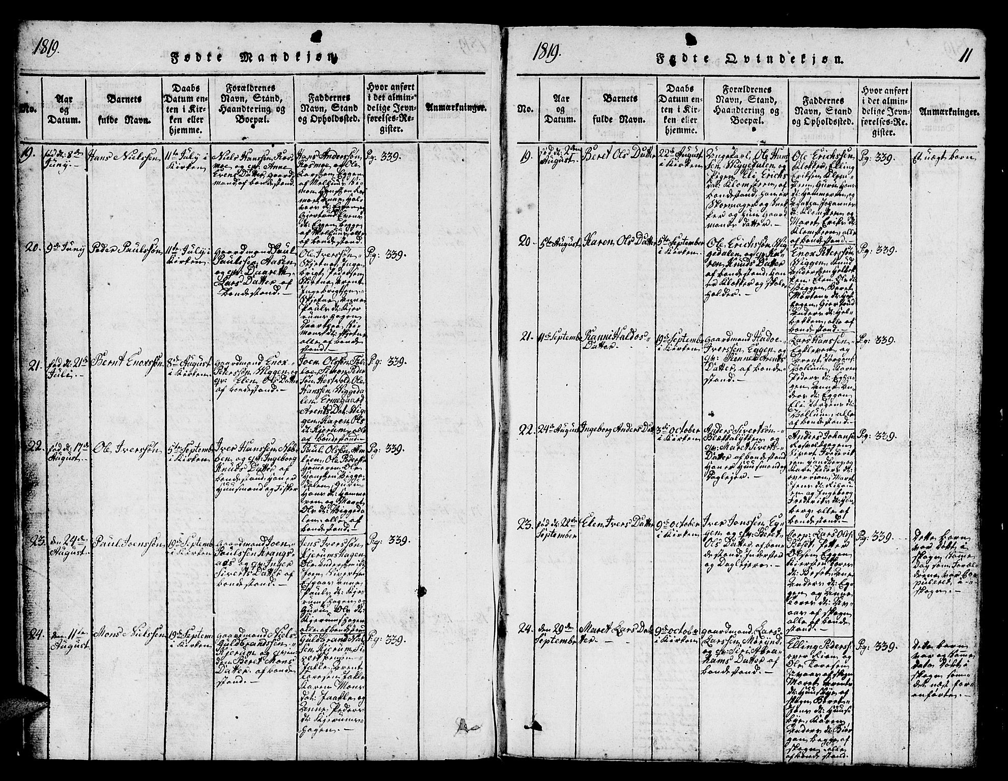 Ministerialprotokoller, klokkerbøker og fødselsregistre - Sør-Trøndelag, AV/SAT-A-1456/665/L0776: Parish register (copy) no. 665C01, 1817-1837, p. 11