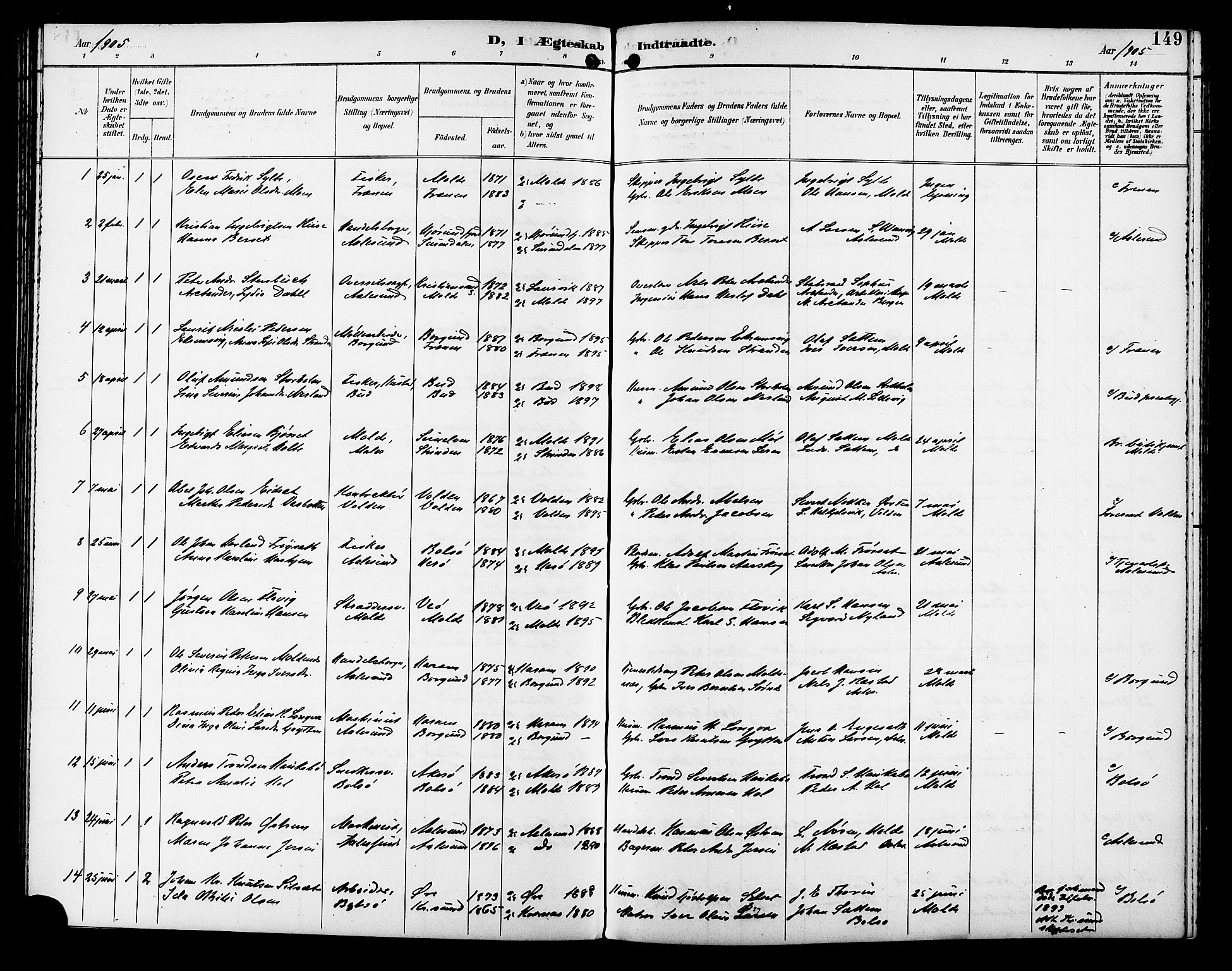 Ministerialprotokoller, klokkerbøker og fødselsregistre - Møre og Romsdal, AV/SAT-A-1454/558/L0702: Parish register (copy) no. 558C03, 1894-1915, p. 149