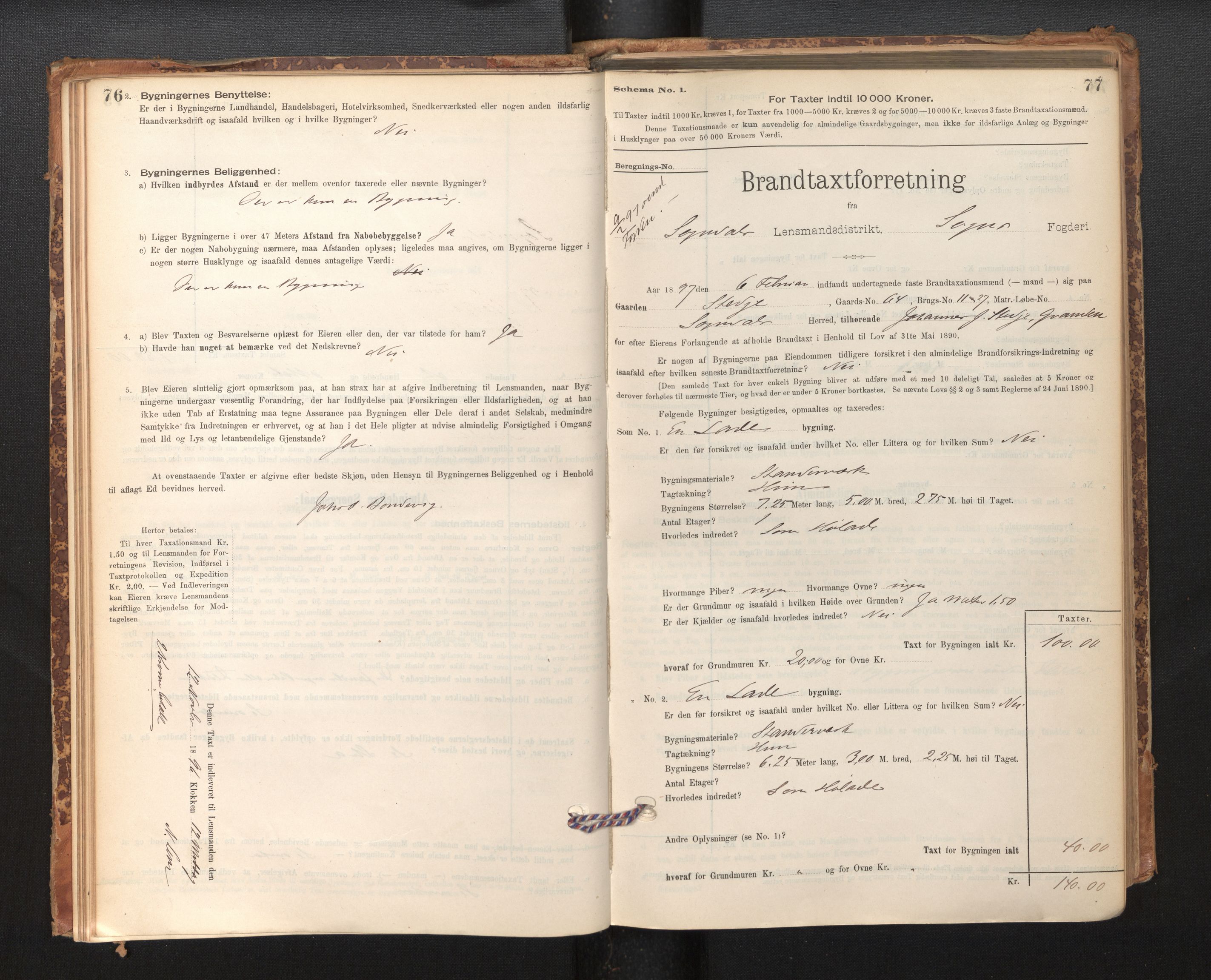 Lensmannen i Sogndal, SAB/A-29901/0012/L0008: Branntakstprotokoll, skjematakst, 1895-1906, p. 76-77