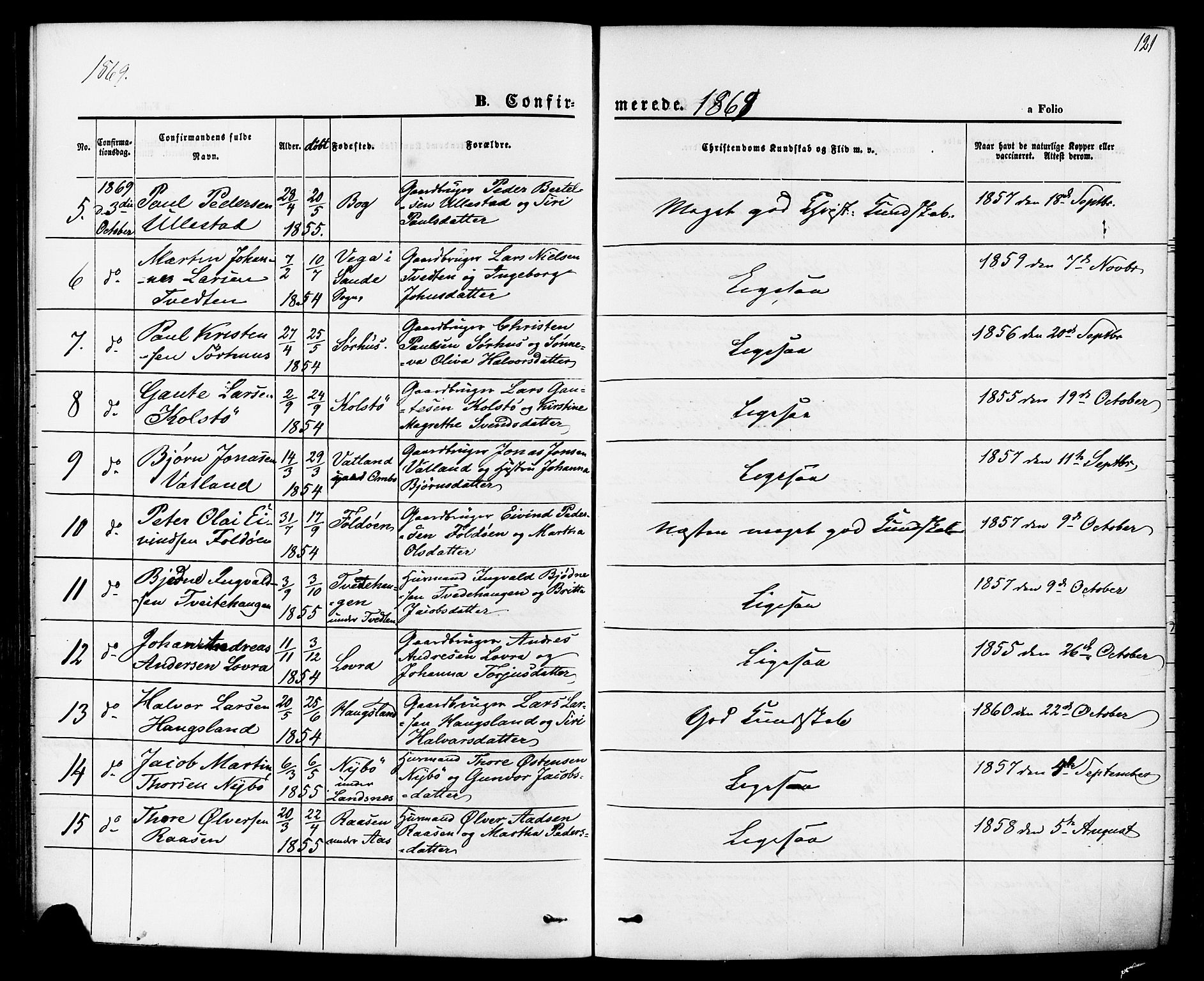 Jelsa sokneprestkontor, AV/SAST-A-101842/01/IV: Parish register (official) no. A 8, 1867-1883, p. 121