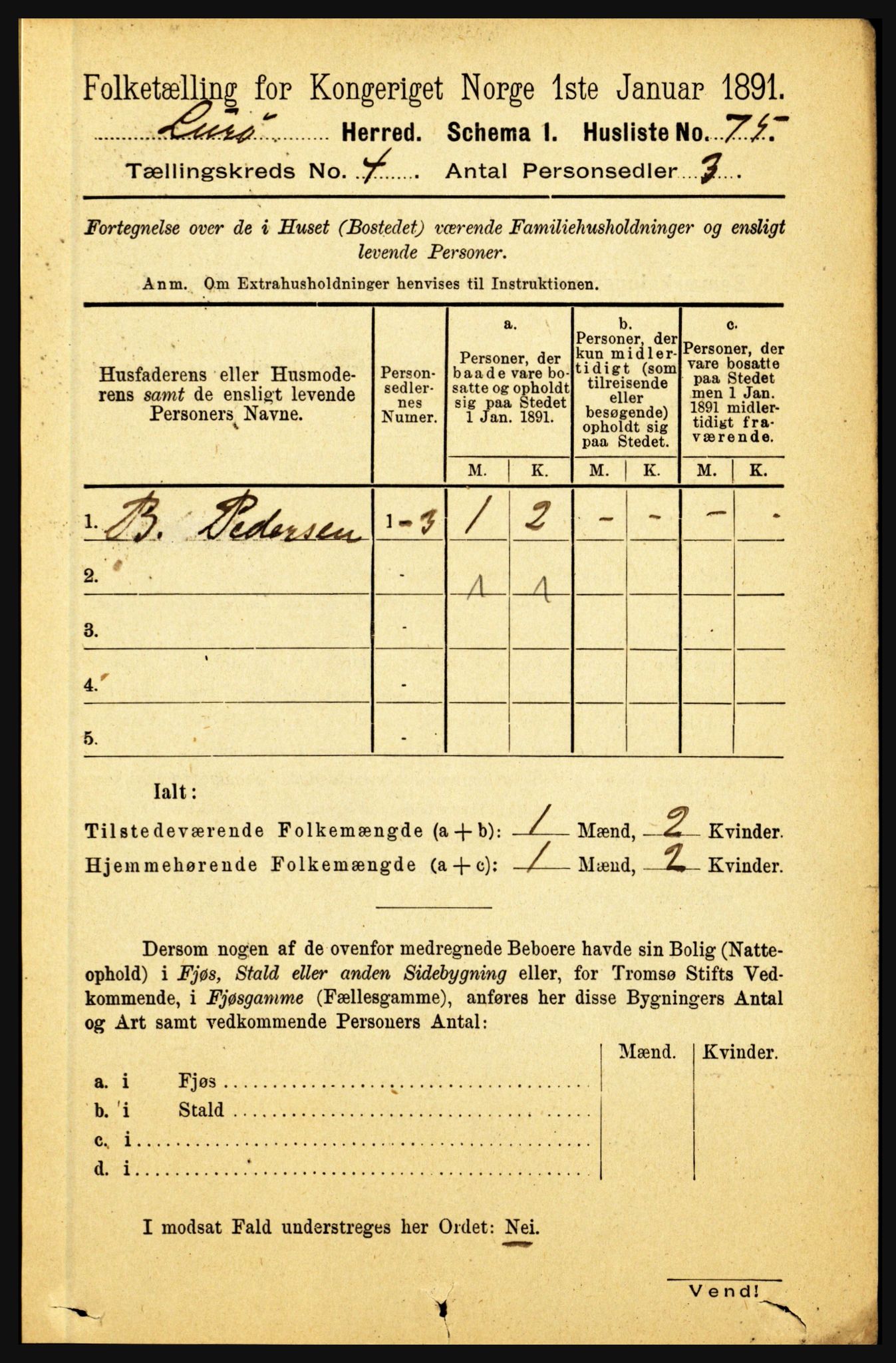 RA, 1891 census for 1834 Lurøy, 1891, p. 2012