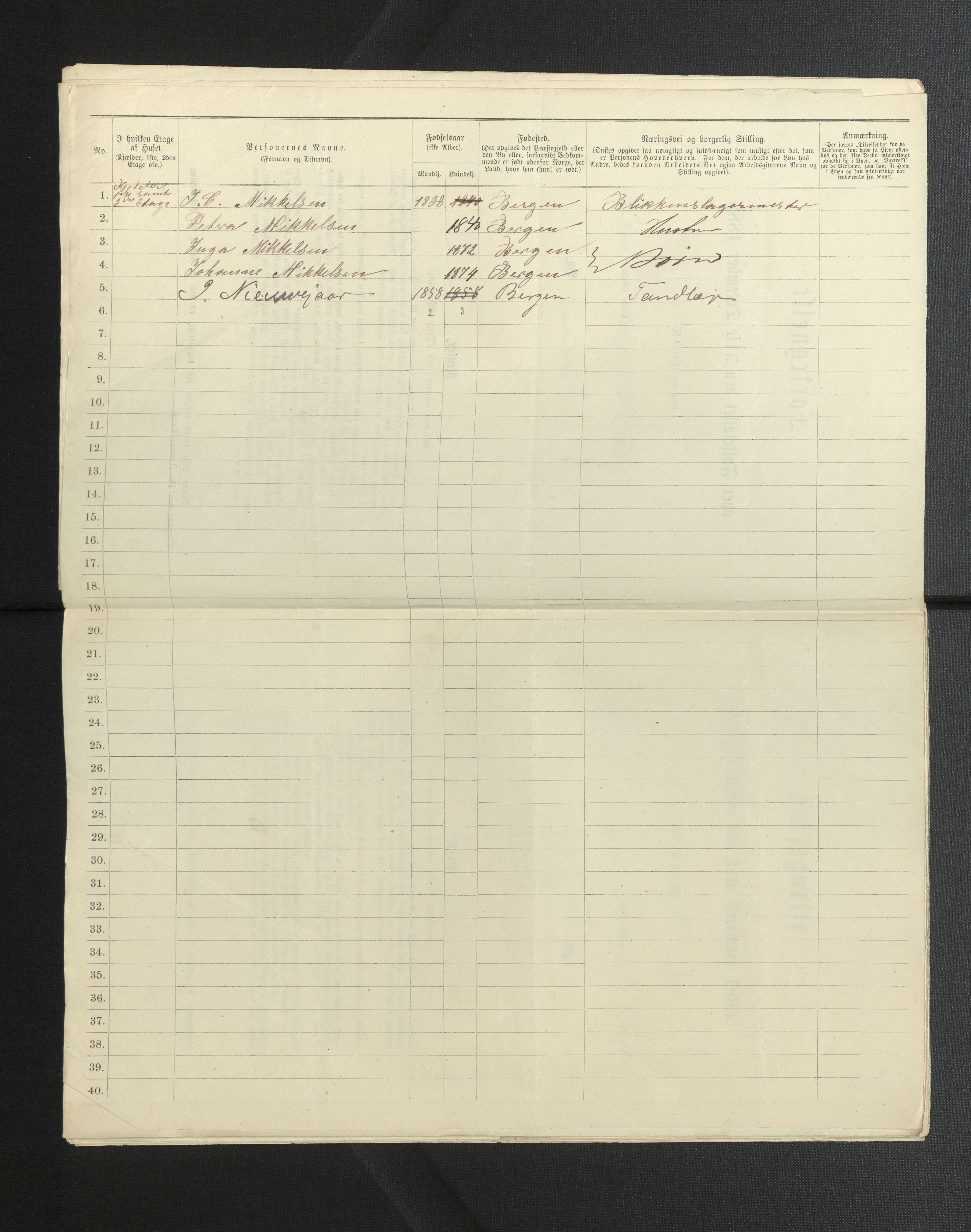 SAB, 1885 census for 1301 Bergen, 1885, p. 7964