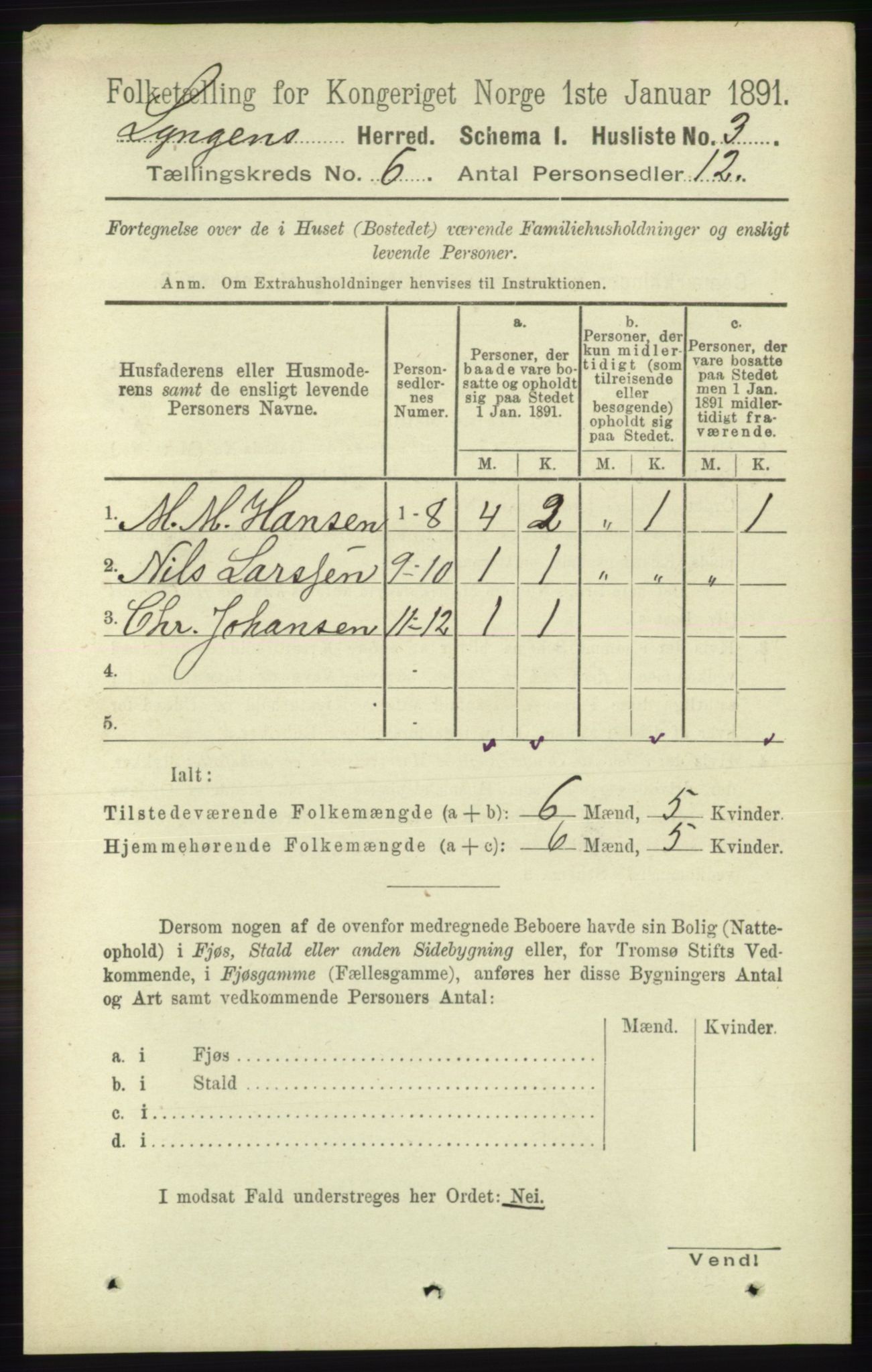 RA, 1891 census for 1938 Lyngen, 1891, p. 5091