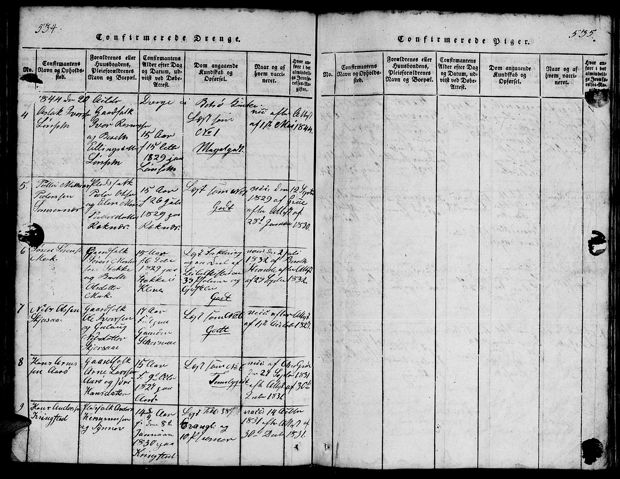 Ministerialprotokoller, klokkerbøker og fødselsregistre - Møre og Romsdal, AV/SAT-A-1454/555/L0665: Parish register (copy) no. 555C01, 1818-1868, p. 534-535