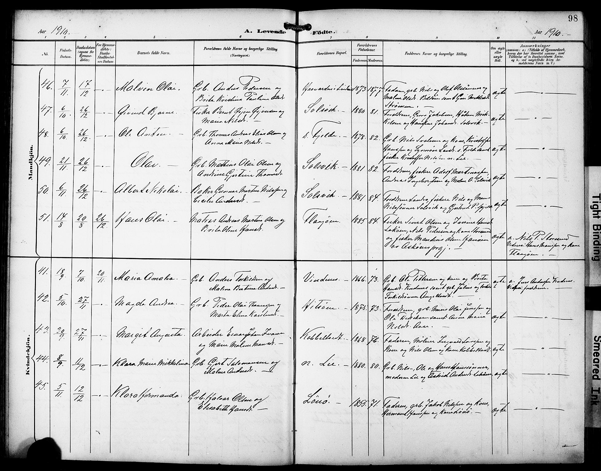 Fjell sokneprestembete, SAB/A-75301/H/Hab: Parish register (copy) no. A 5, 1899-1918, p. 98