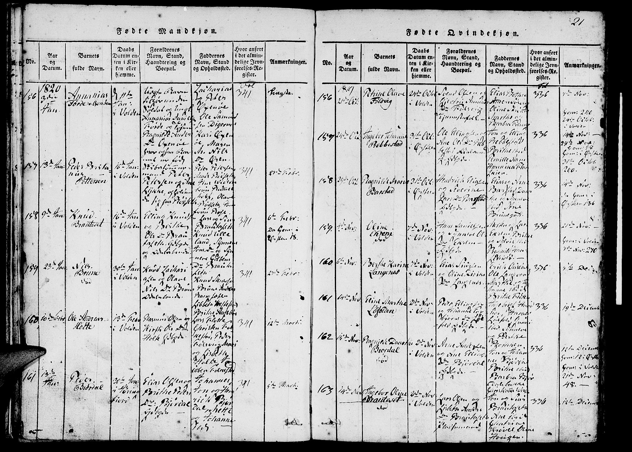 Ministerialprotokoller, klokkerbøker og fødselsregistre - Møre og Romsdal, AV/SAT-A-1454/511/L0138: Parish register (official) no. 511A05, 1817-1832, p. 21