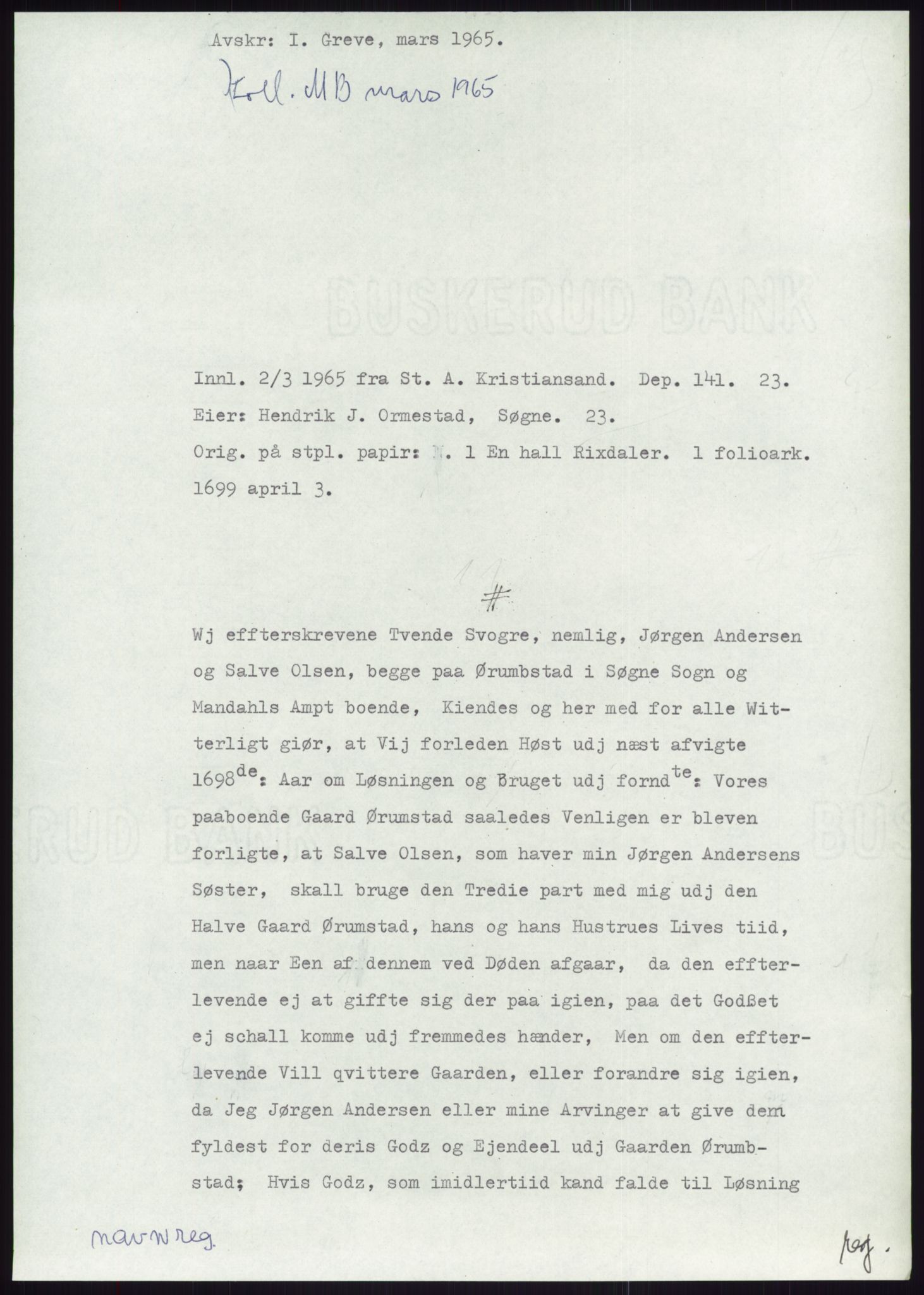 Samlinger til kildeutgivelse, Diplomavskriftsamlingen, AV/RA-EA-4053/H/Ha, p. 2283