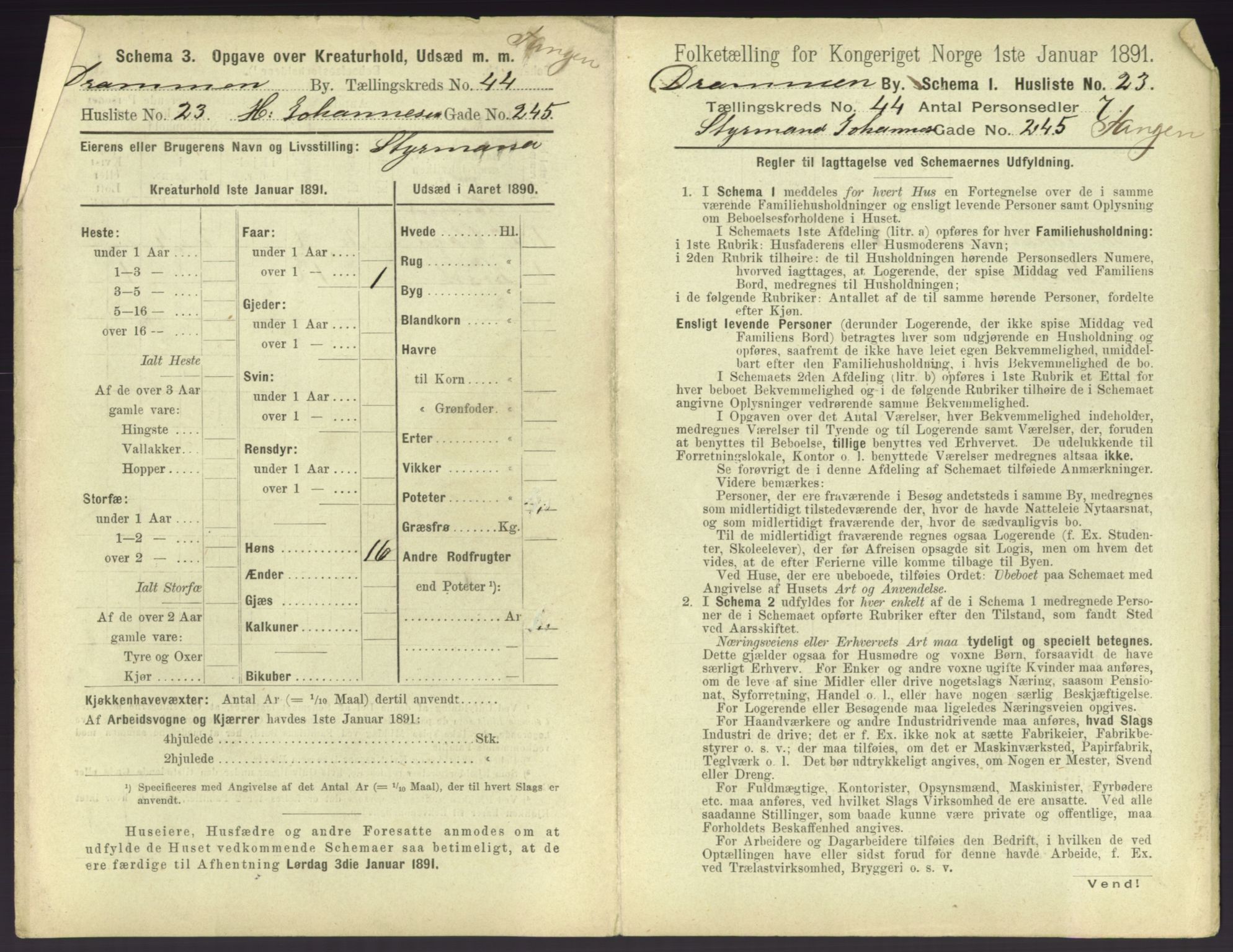 RA, 1891 census for 0602 Drammen, 1891, p. 3891