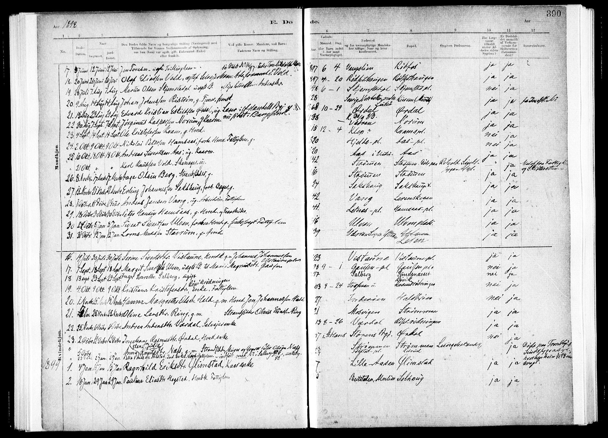 Ministerialprotokoller, klokkerbøker og fødselsregistre - Nord-Trøndelag, SAT/A-1458/730/L0285: Parish register (official) no. 730A10, 1879-1914, p. 390