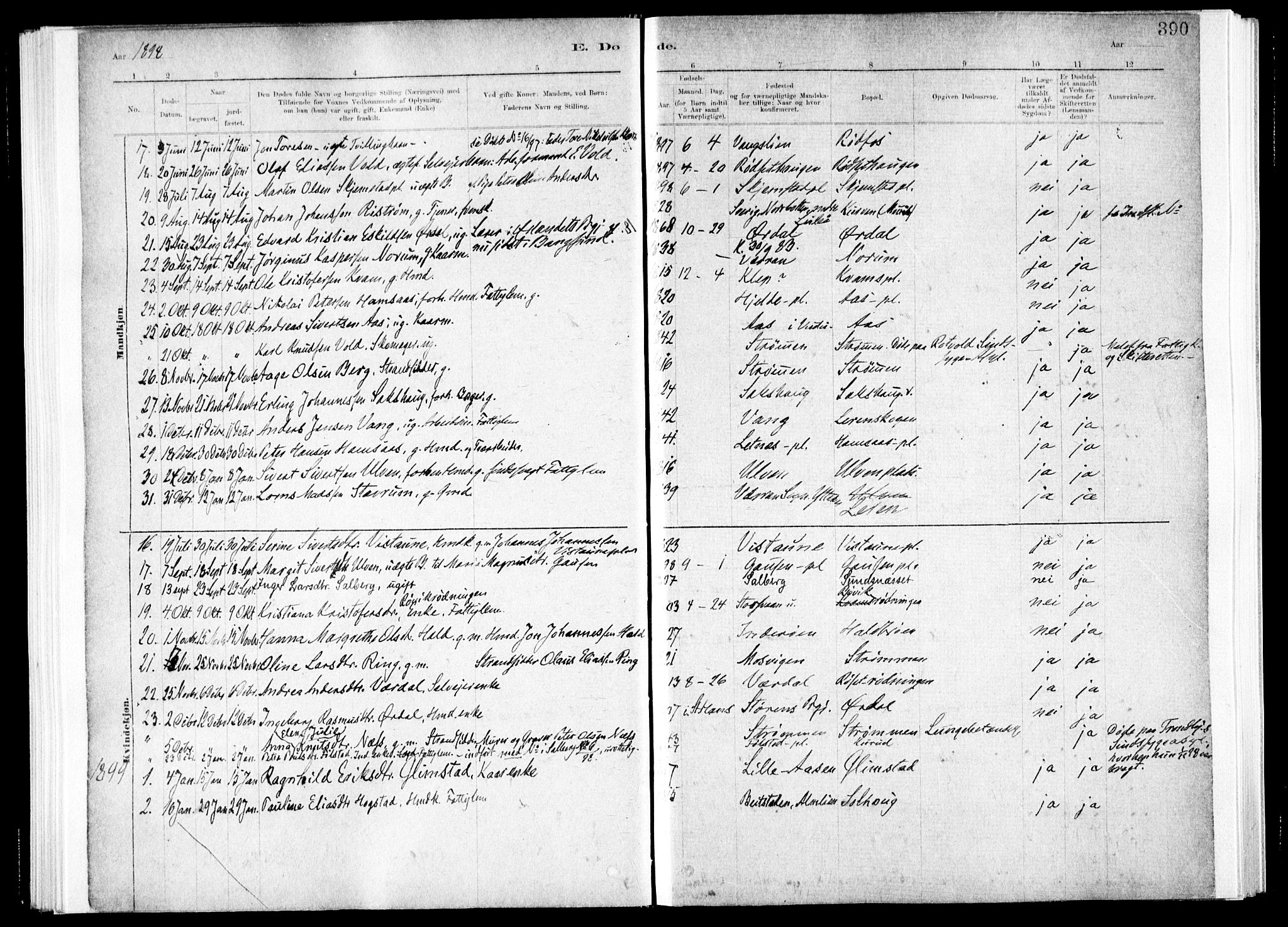 Ministerialprotokoller, klokkerbøker og fødselsregistre - Nord-Trøndelag, AV/SAT-A-1458/730/L0285: Parish register (official) no. 730A10, 1879-1914, p. 390