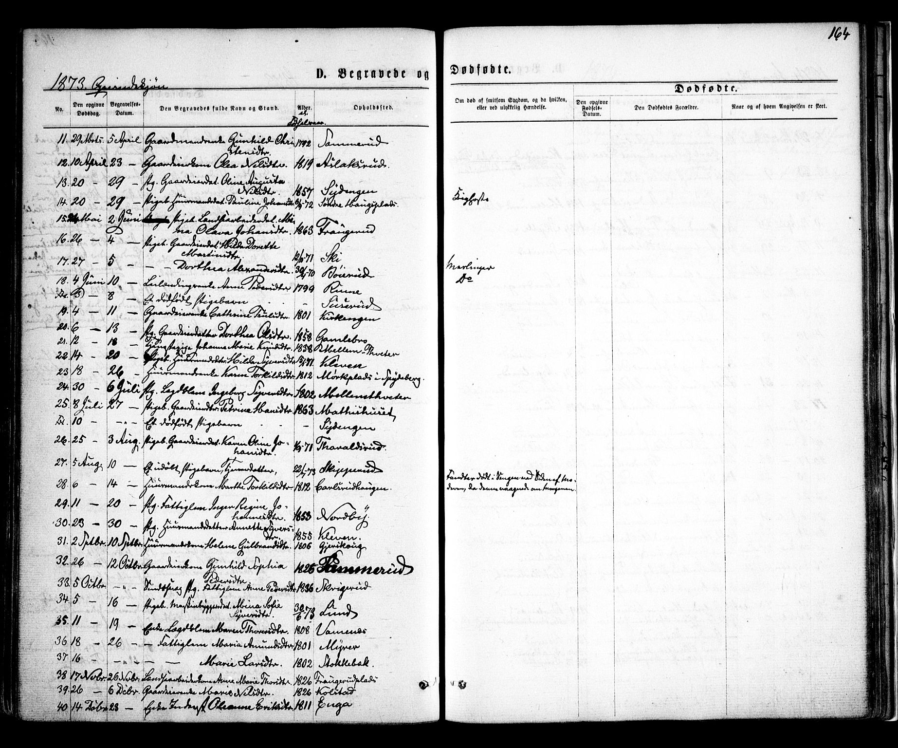 Skiptvet prestekontor Kirkebøker, AV/SAO-A-20009/F/Fa/L0008: Parish register (official) no. 8, 1867-1877, p. 164