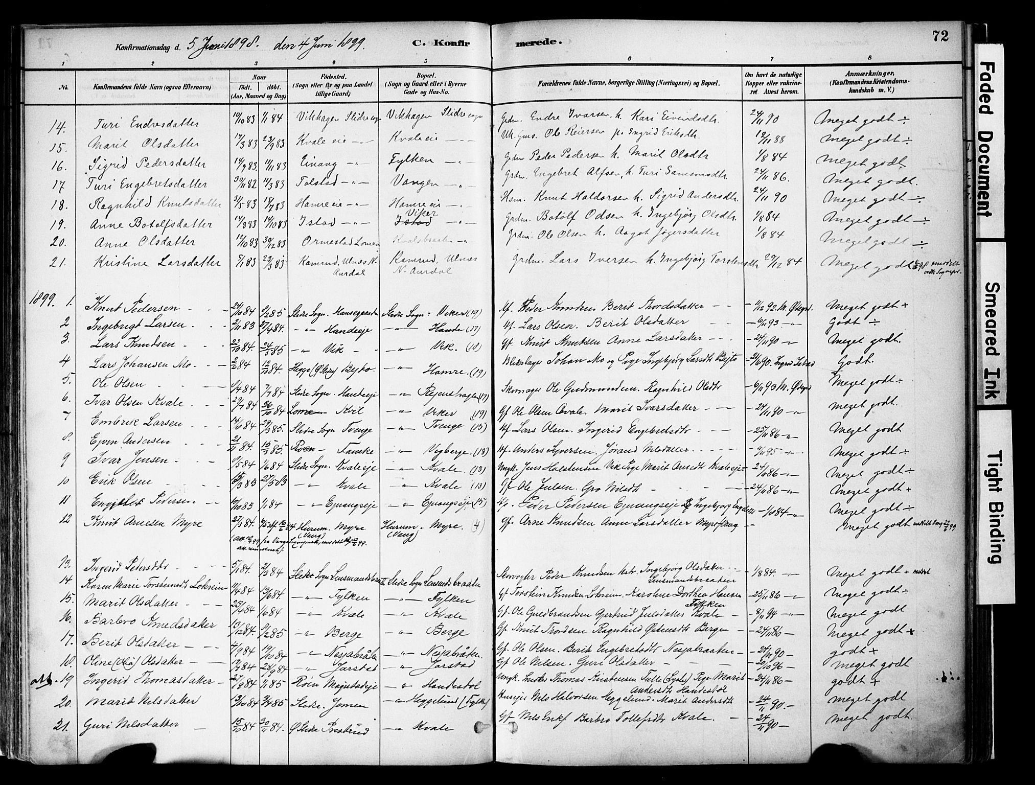 Vestre Slidre prestekontor, SAH/PREST-136/H/Ha/Haa/L0004: Parish register (official) no. 4, 1881-1911, p. 72