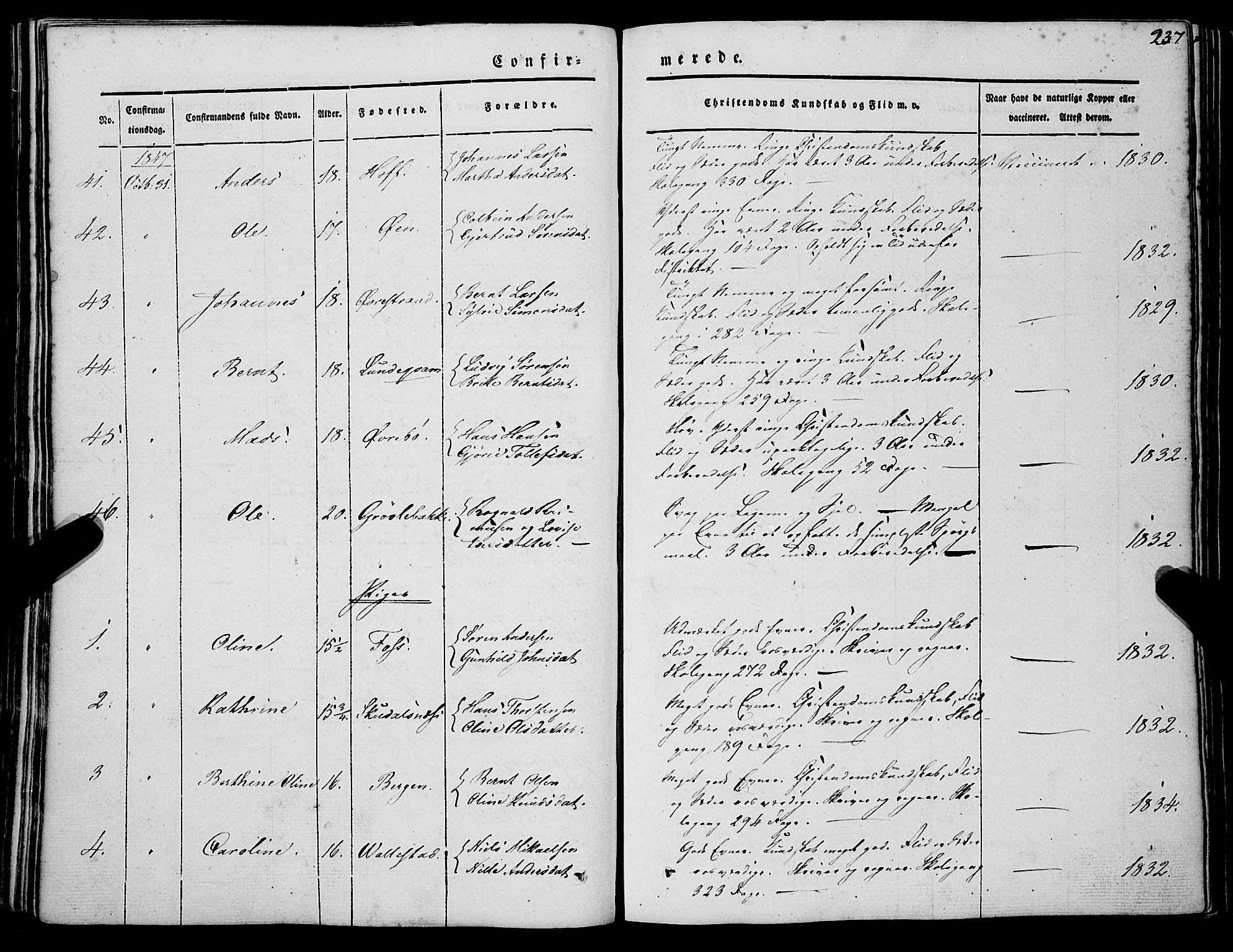 Gaular sokneprestembete, SAB/A-80001/H/Haa: Parish register (official) no. A 4I, 1840-1859, p. 237