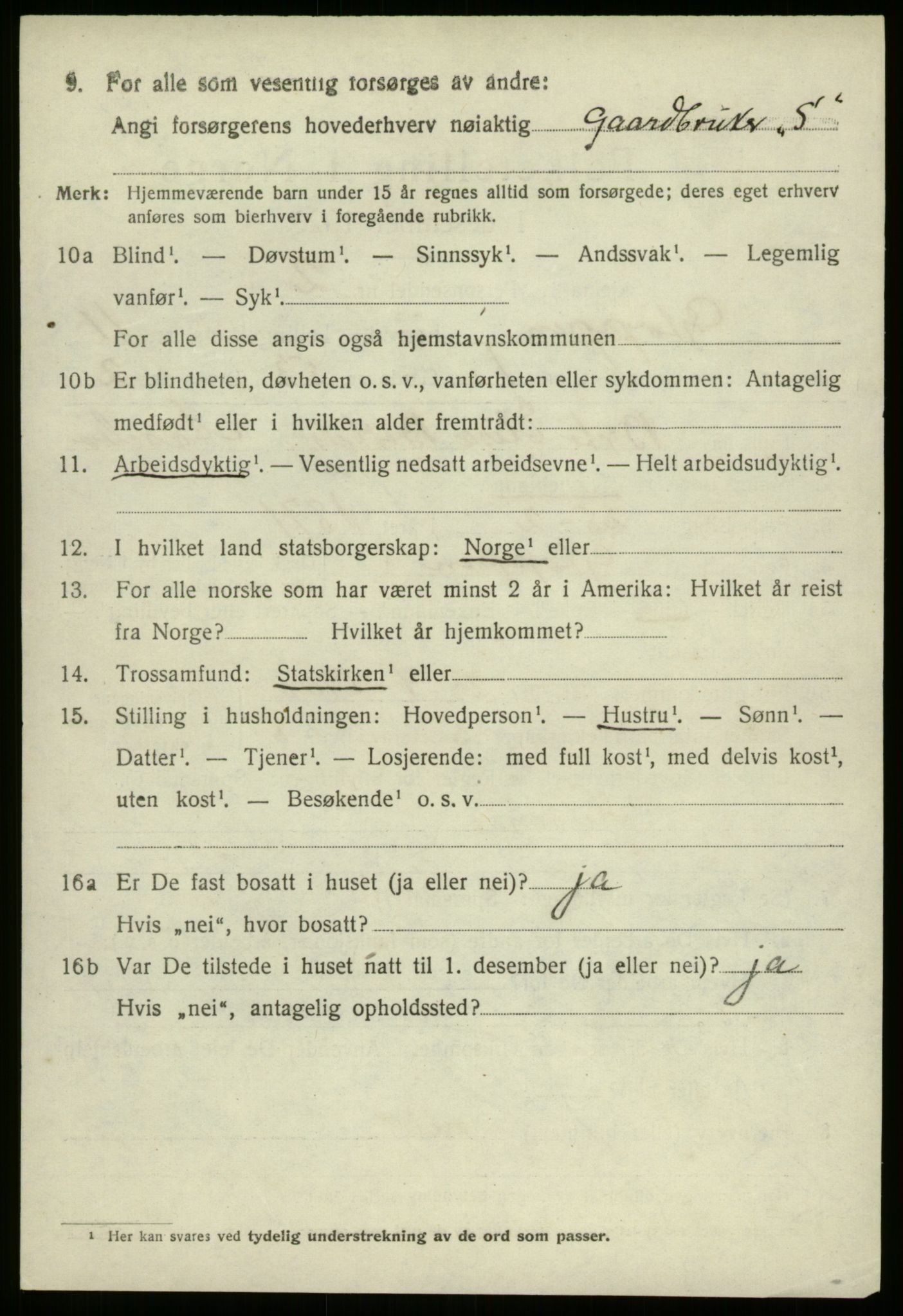 SAB, 1920 census for Gloppen, 1920, p. 5477