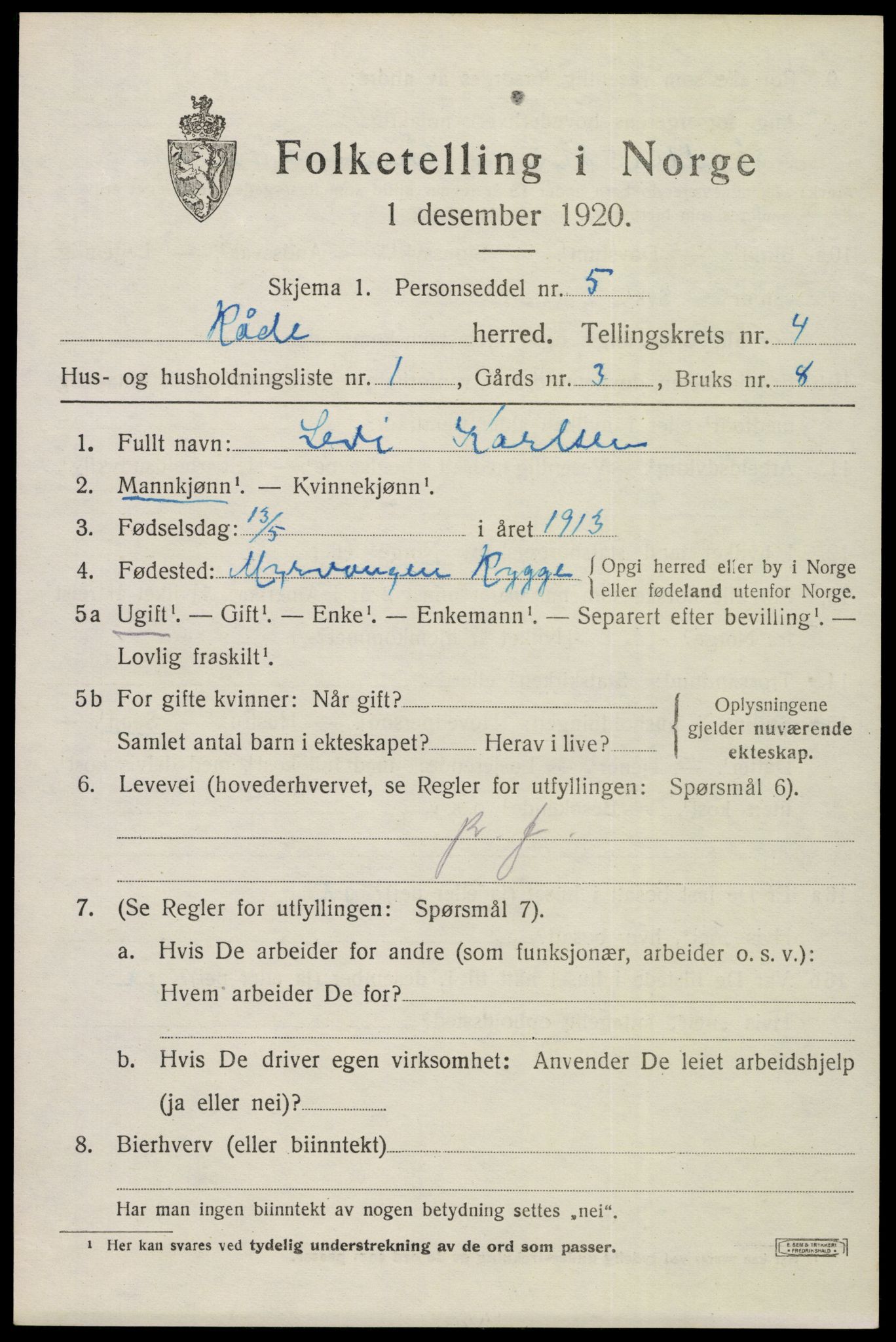 SAO, 1920 census for Råde, 1920, p. 4049