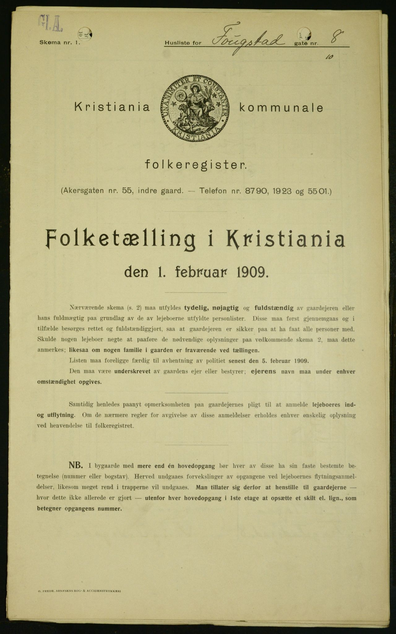 OBA, Municipal Census 1909 for Kristiania, 1909, p. 22904