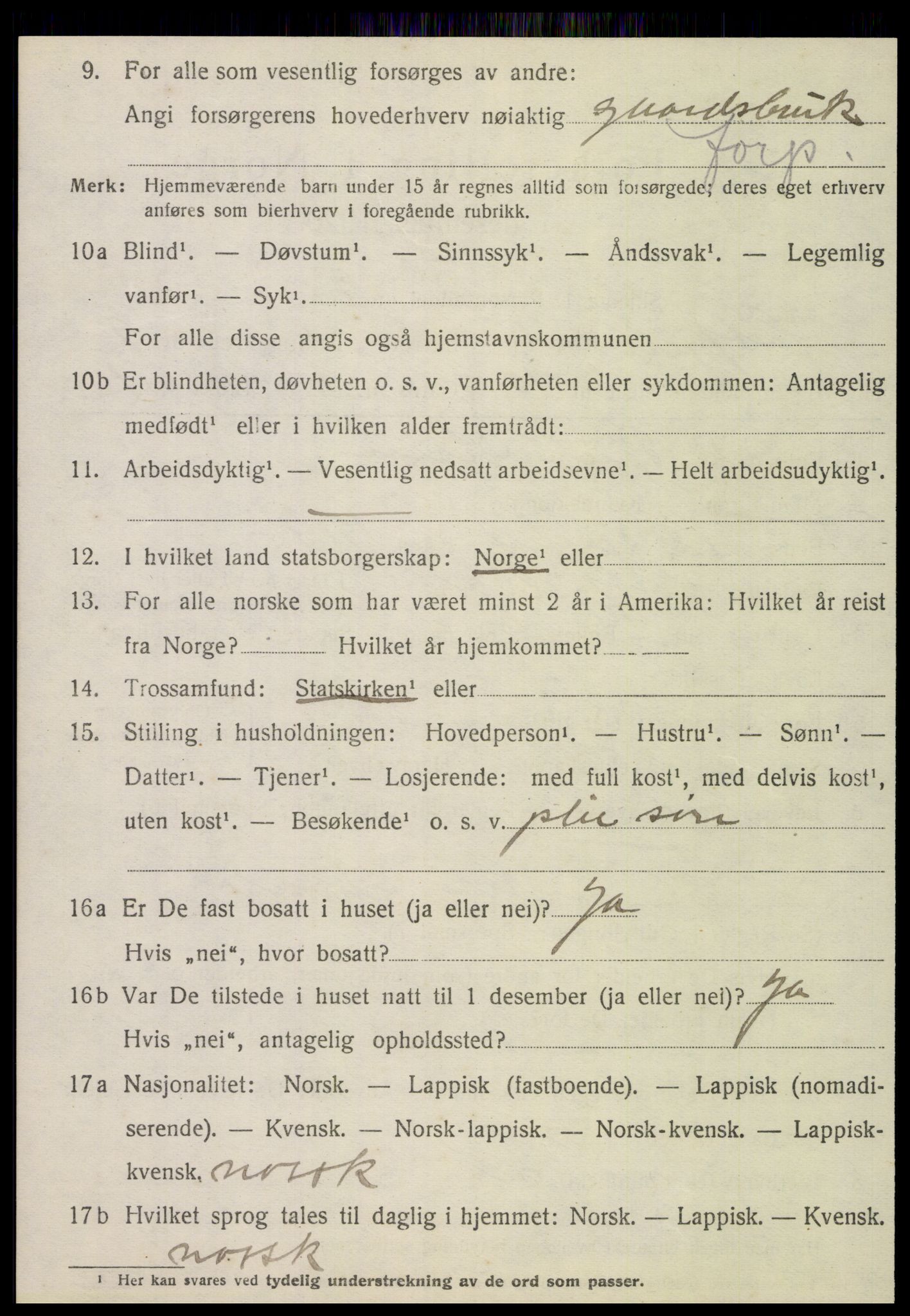 SAT, 1920 census for Hattfjelldal, 1920, p. 2279