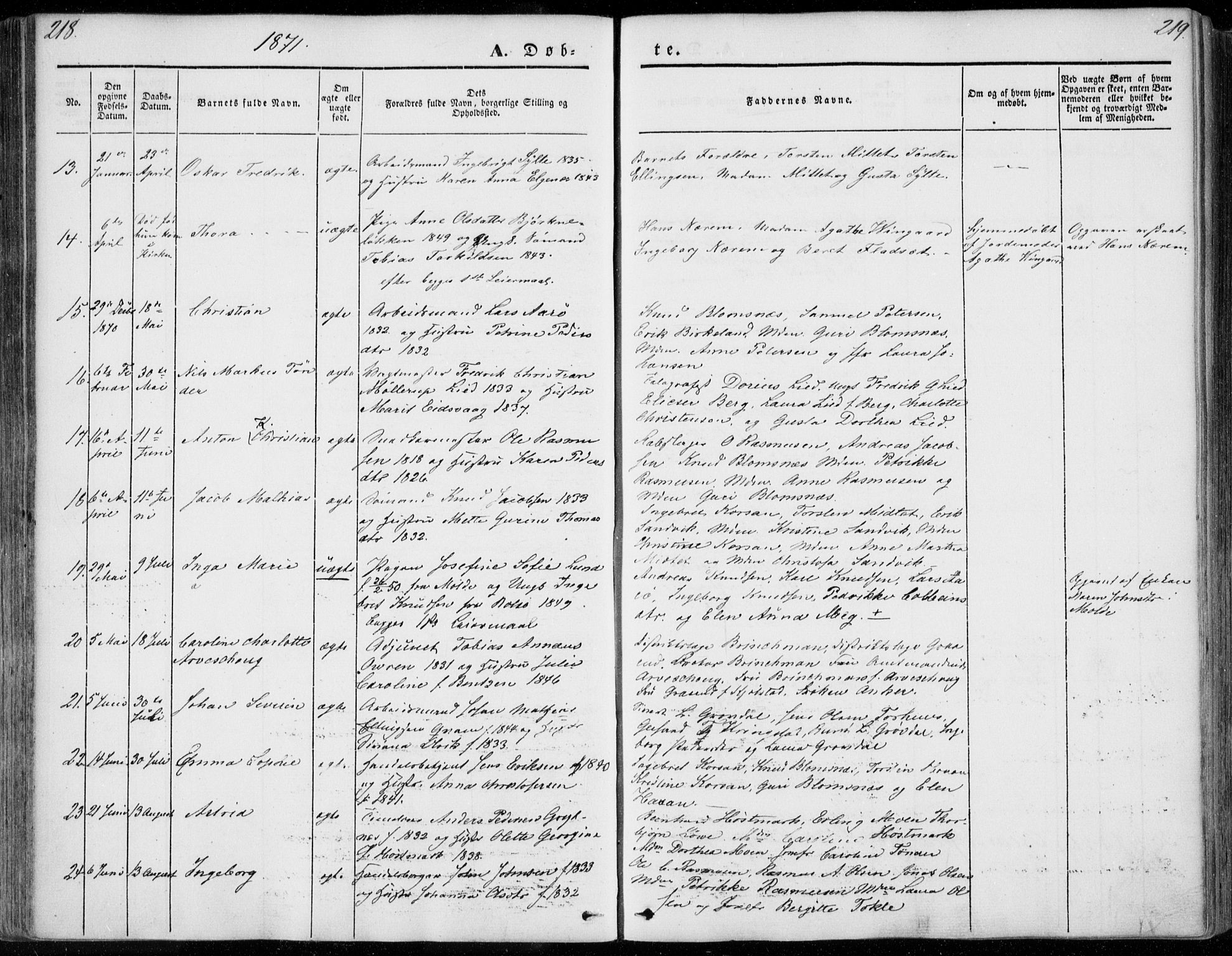 Ministerialprotokoller, klokkerbøker og fødselsregistre - Møre og Romsdal, AV/SAT-A-1454/558/L0689: Parish register (official) no. 558A03, 1843-1872, p. 218-219