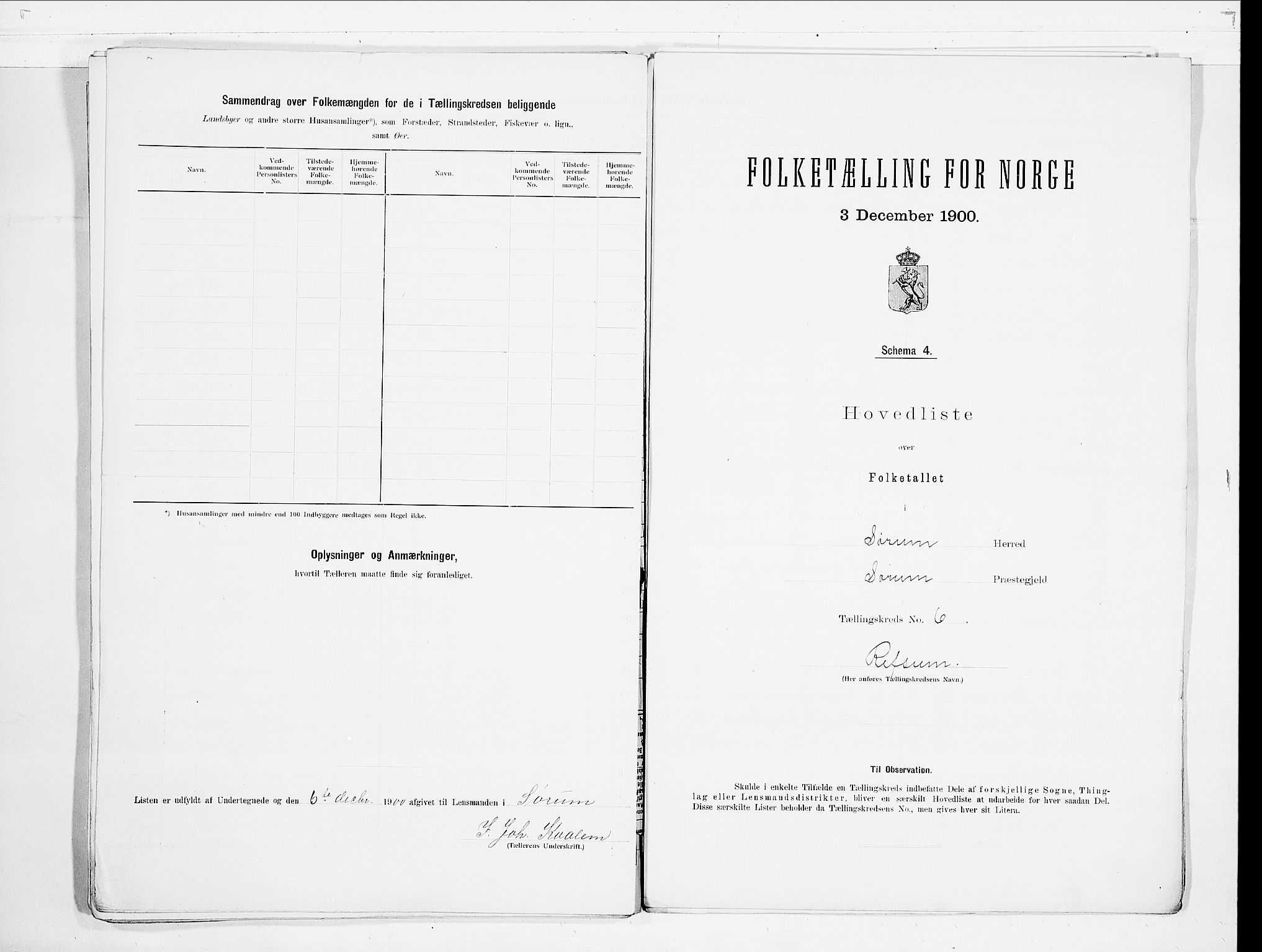 SAO, 1900 census for Sørum, 1900, p. 14