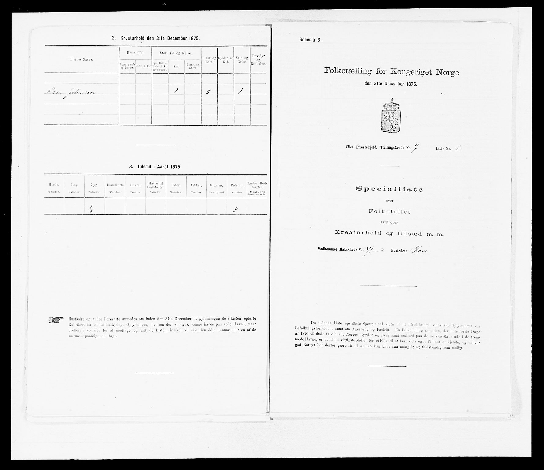 SAB, 1875 census for 1417P Vik, 1875, p. 823