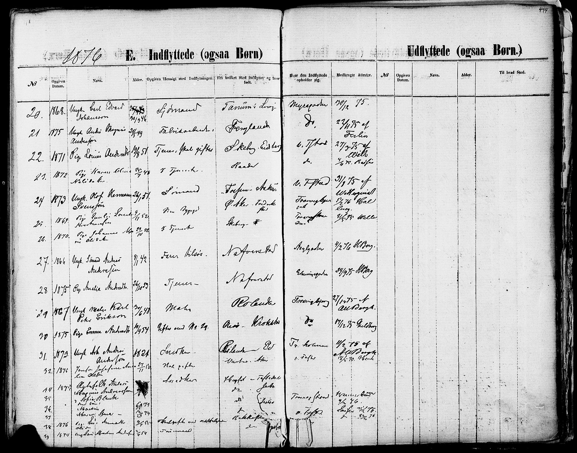 Fredrikstad domkirkes prestekontor Kirkebøker, AV/SAO-A-10906/F/Fa/L0001: Parish register (official) no. 1, 1871-1878, p. 434