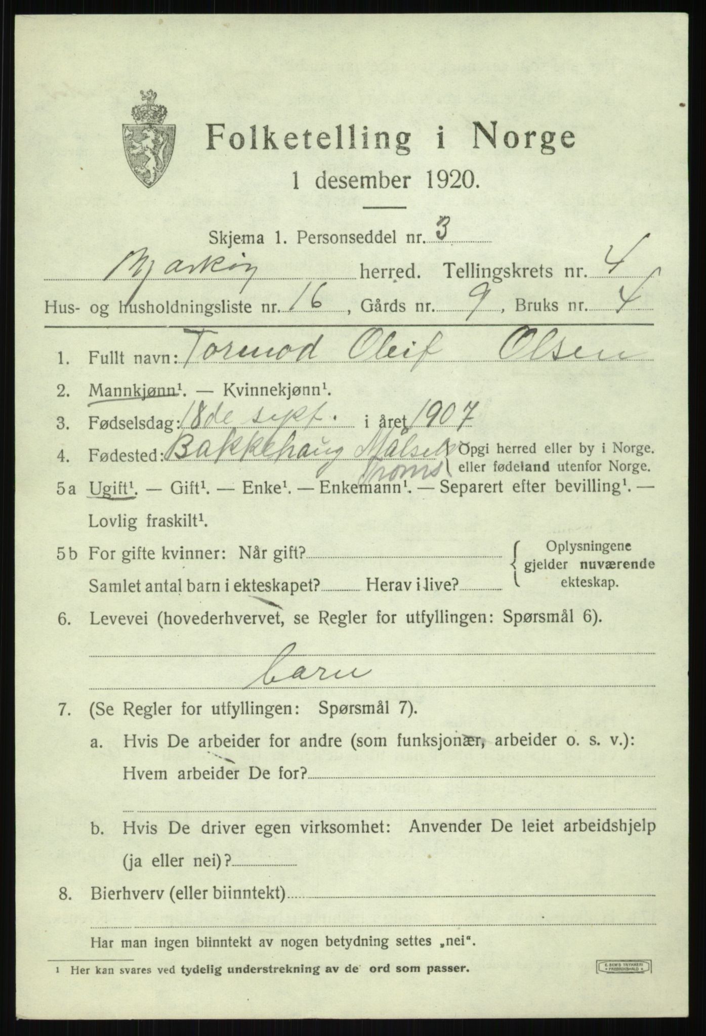 SATØ, 1920 census for Bjarkøy, 1920, p. 2267