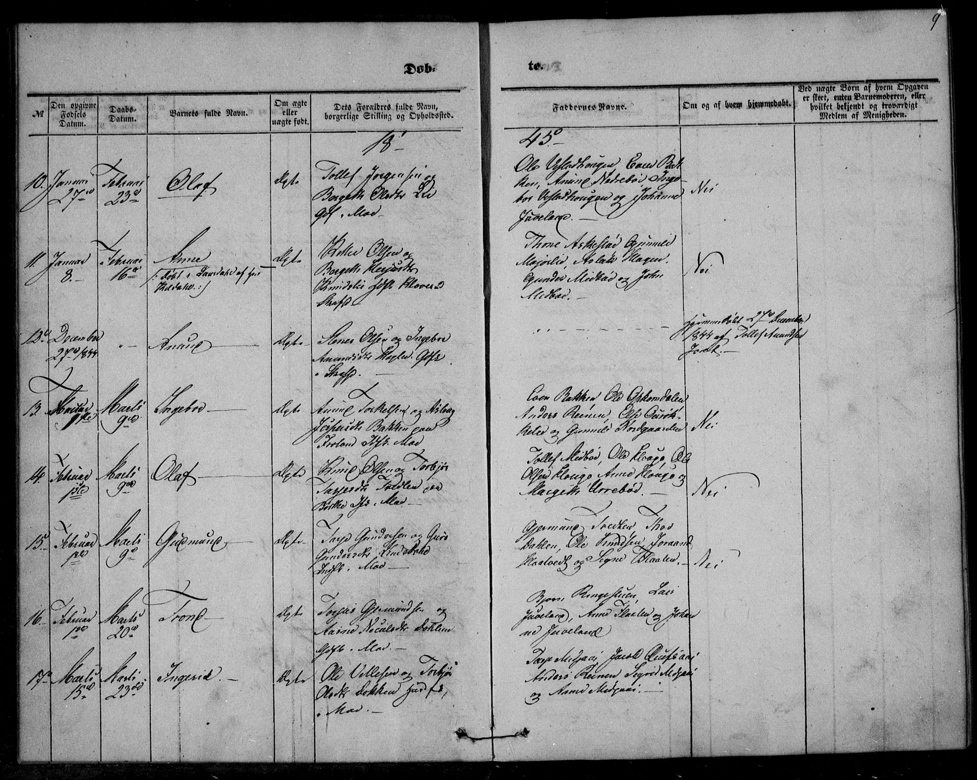 Mo kirkebøker, AV/SAKO-A-286/F/Fa/L0005: Parish register (official) no. I 5, 1844-1864, p. 9