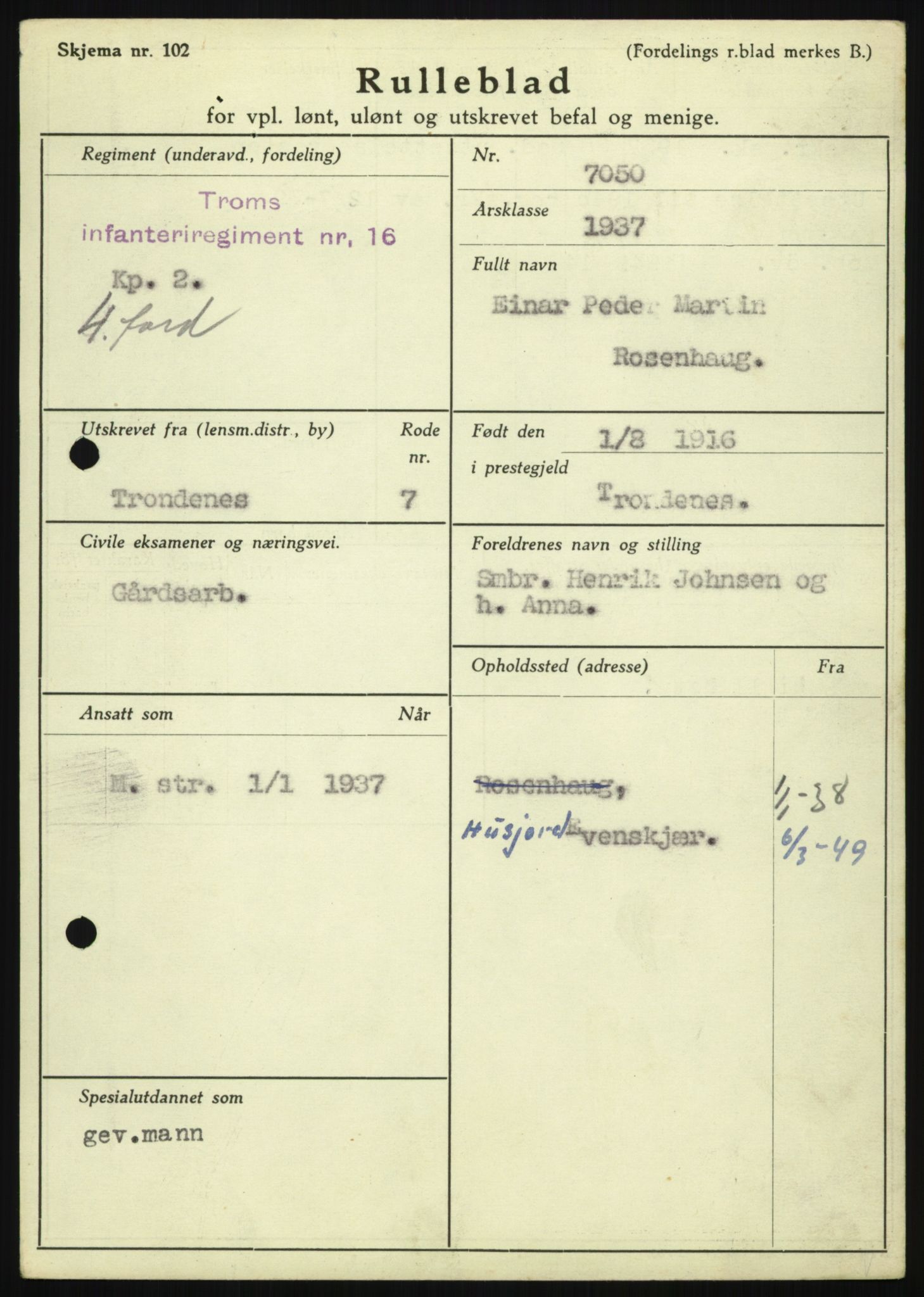 Forsvaret, Troms infanteriregiment nr. 16, AV/RA-RAFA-3146/P/Pa/L0021: Rulleblad for regimentets menige mannskaper, årsklasse 1937, 1937, p. 1081