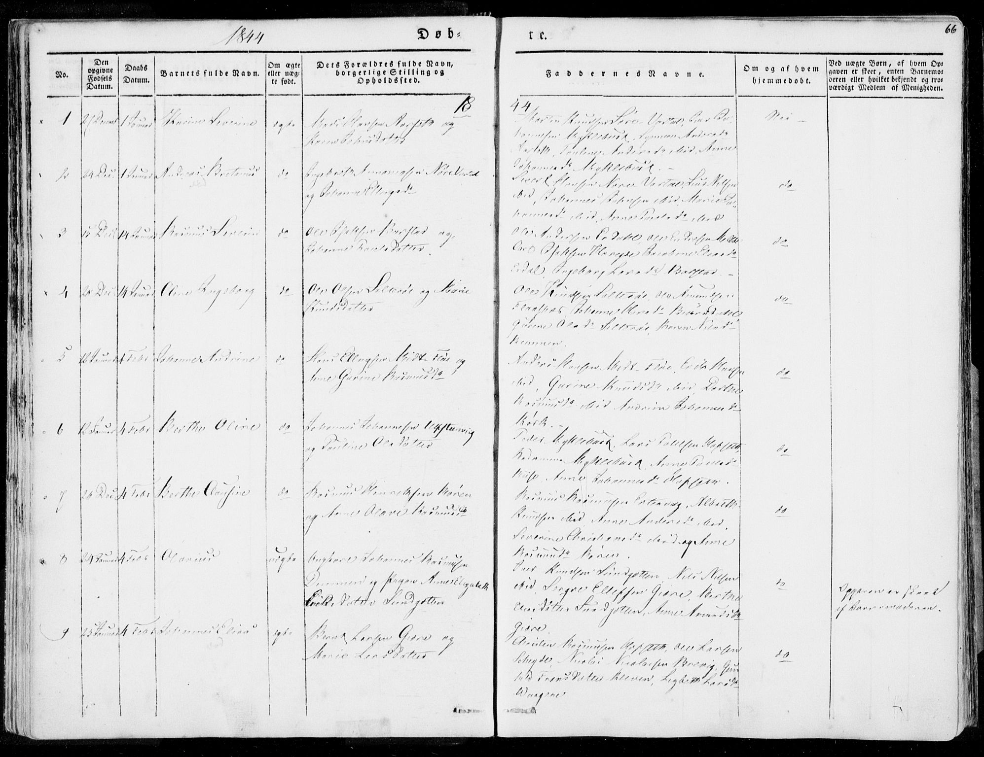 Ministerialprotokoller, klokkerbøker og fødselsregistre - Møre og Romsdal, AV/SAT-A-1454/509/L0104: Parish register (official) no. 509A02, 1833-1847, p. 66