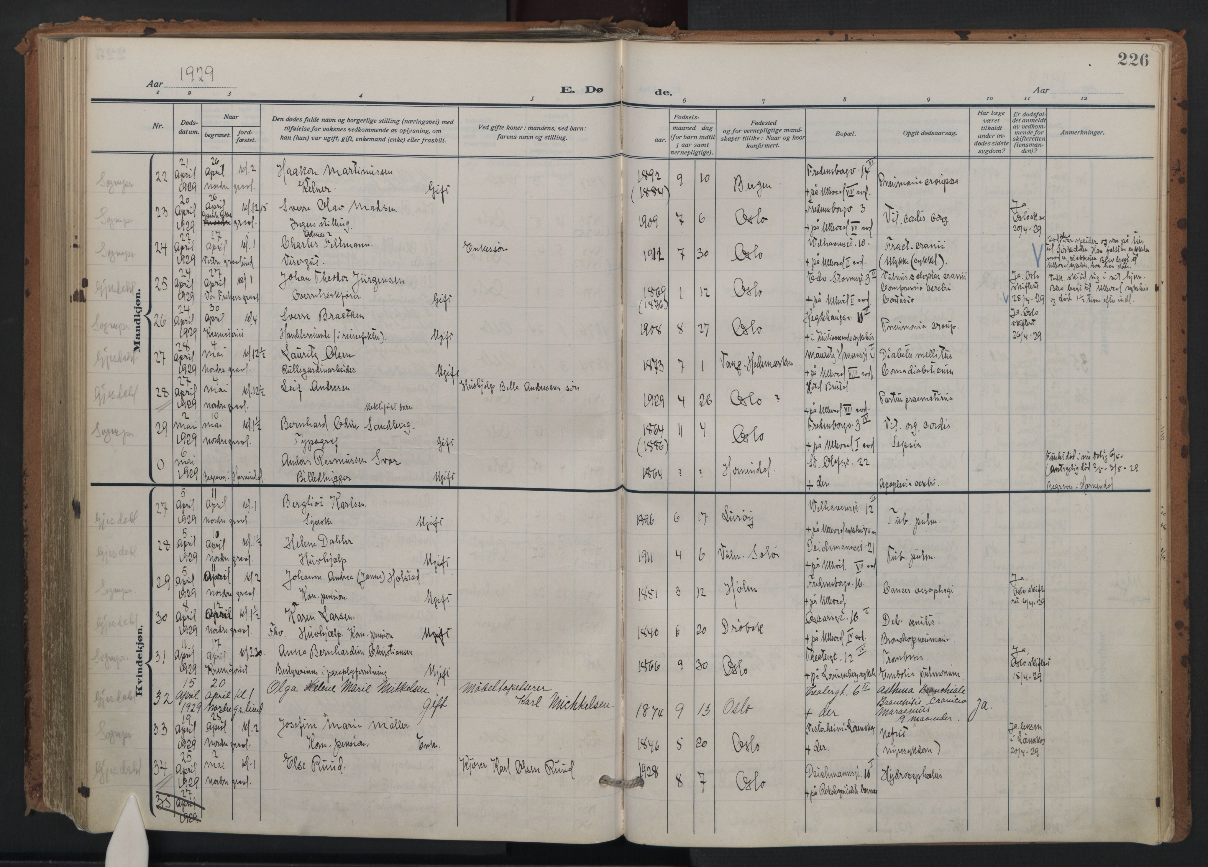 Trefoldighet prestekontor Kirkebøker, AV/SAO-A-10882/F/Fd/L0005: Parish register (official) no. IV 5, 1912-1929, p. 226