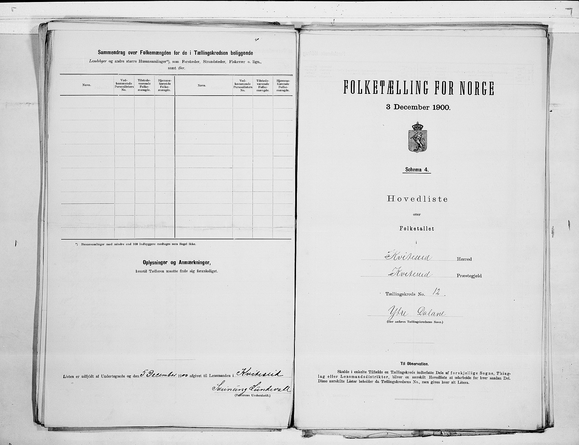 SAKO, 1900 census for Kviteseid, 1900, p. 24