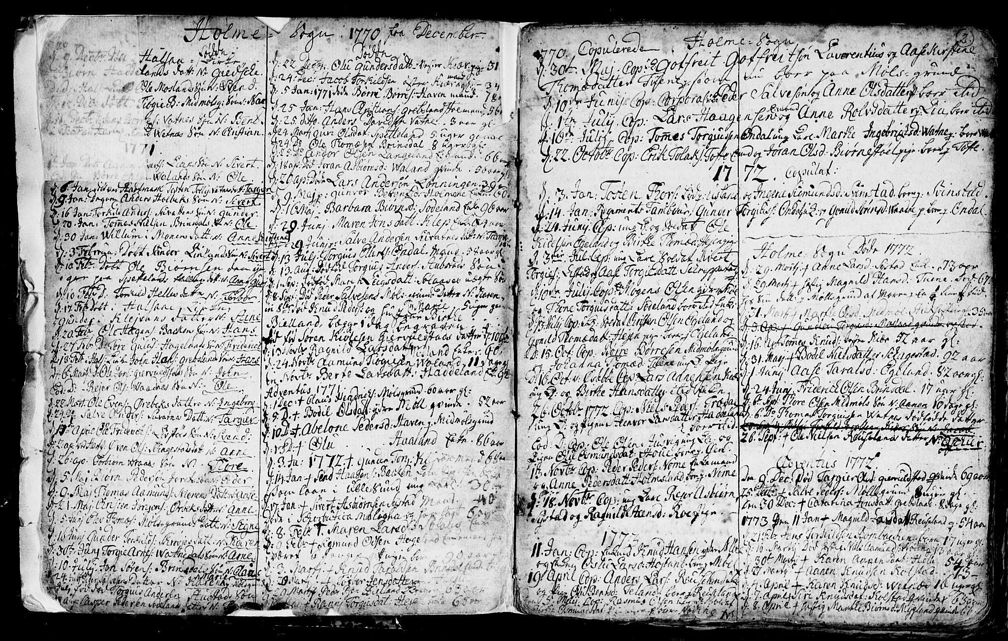 Holum sokneprestkontor, AV/SAK-1111-0022/F/Fb/Fba/L0001: Parish register (copy) no. B 1 /1, 1770-1820, p. 2