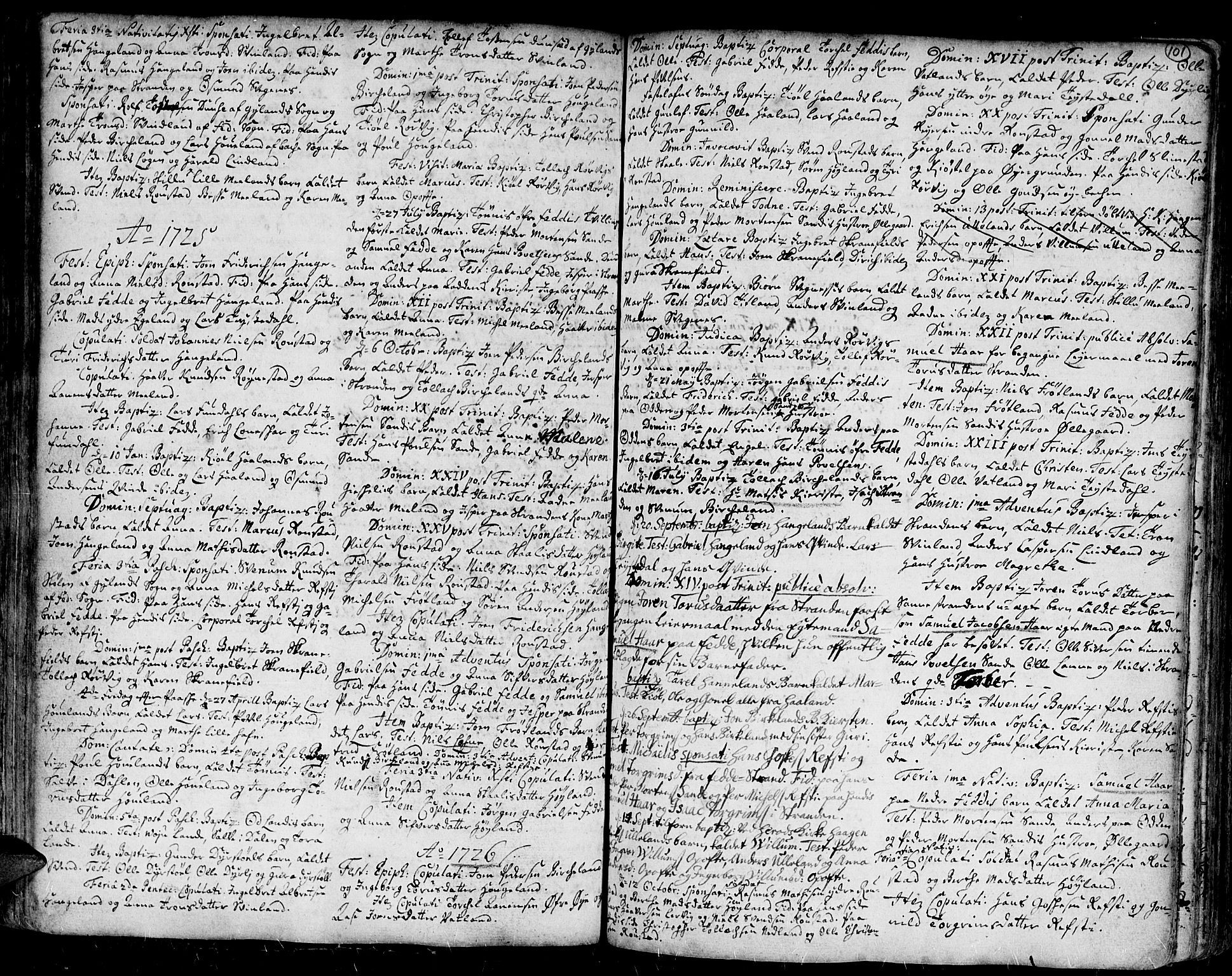 Kvinesdal sokneprestkontor, SAK/1111-0026/F/Fa/Fab/L0001: Parish register (official) no. A 1 /2, 1710-1788, p. 101