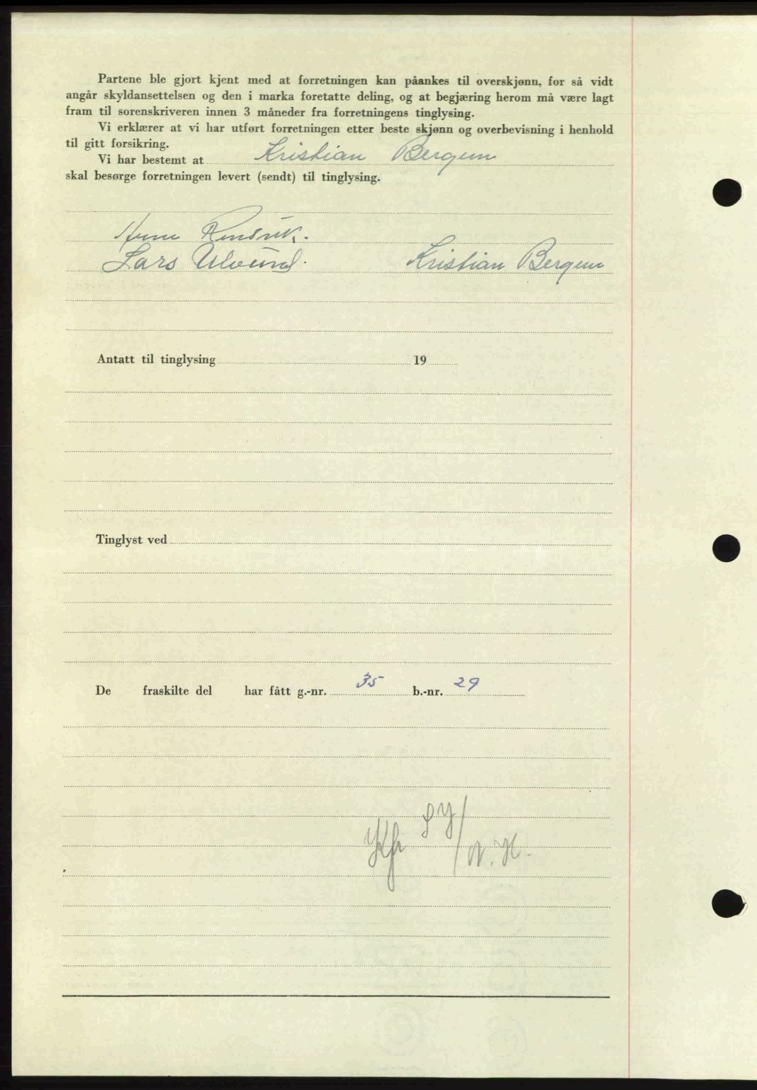Nordmøre sorenskriveri, AV/SAT-A-4132/1/2/2Ca: Mortgage book no. A107, 1947-1948, Diary no: : 3067/1947
