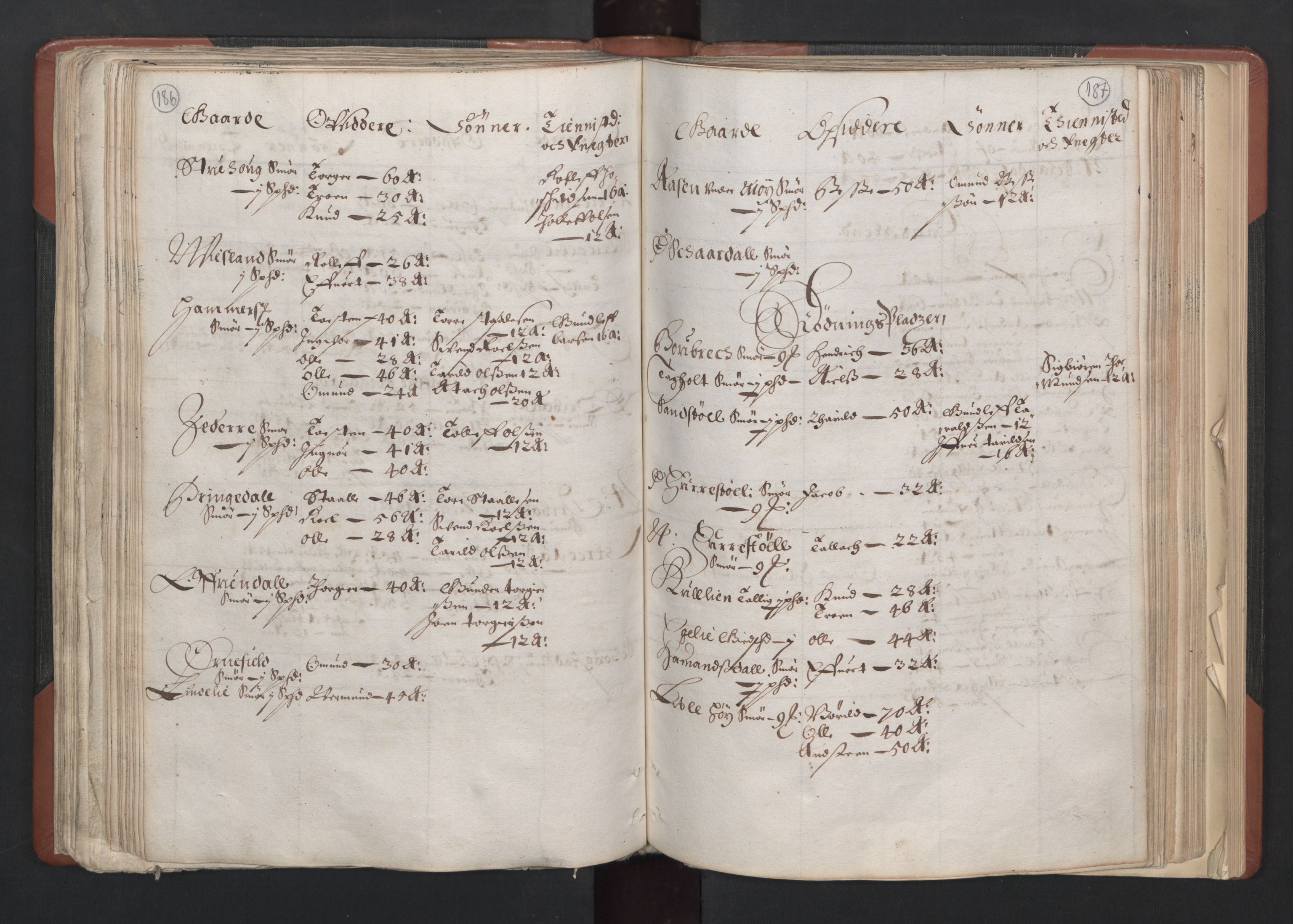 RA, Bailiff's Census 1664-1666, no. 11: Jæren and Dalane fogderi, 1664, p. 186-187