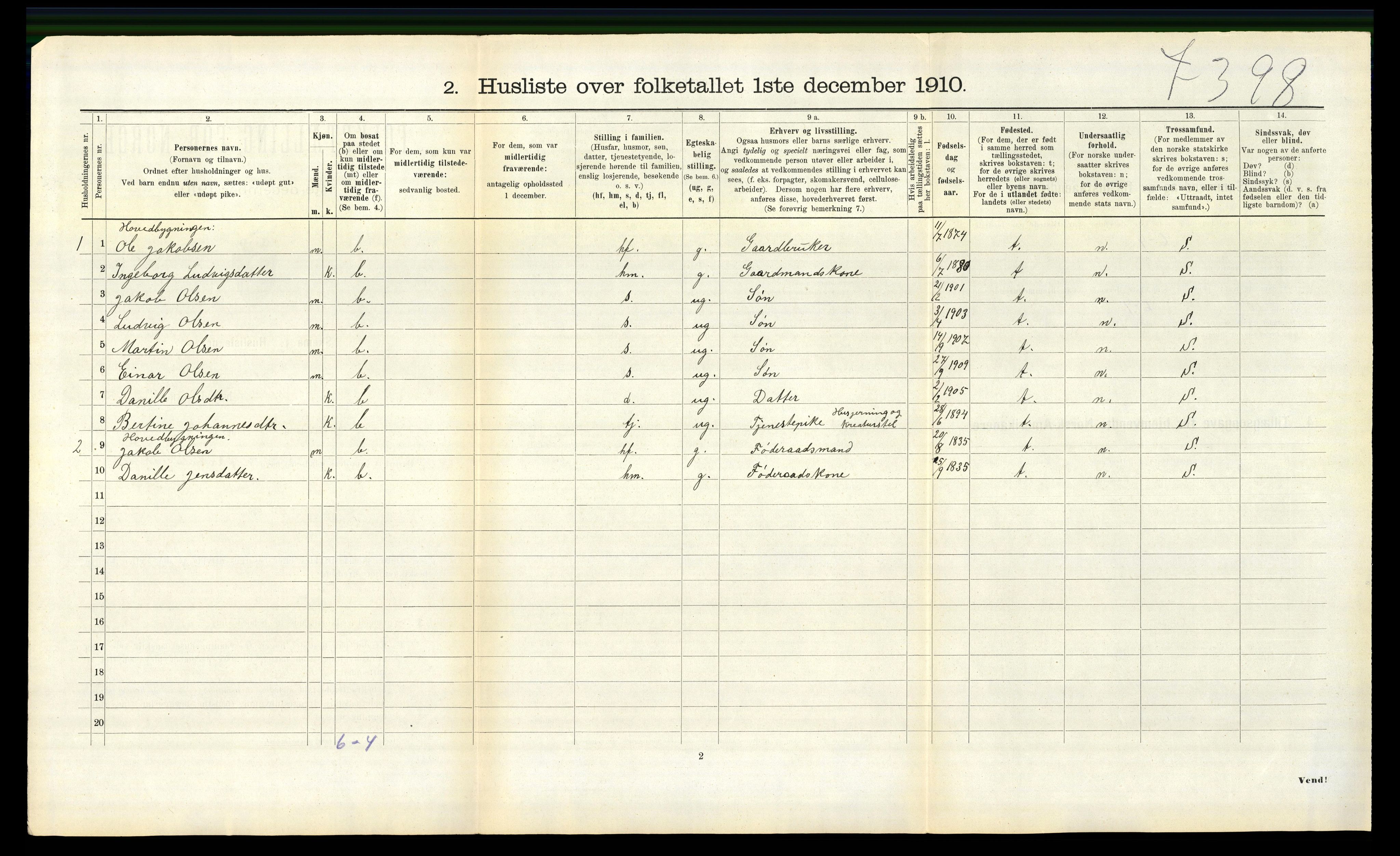 RA, 1910 census for Jølster, 1910, p. 395